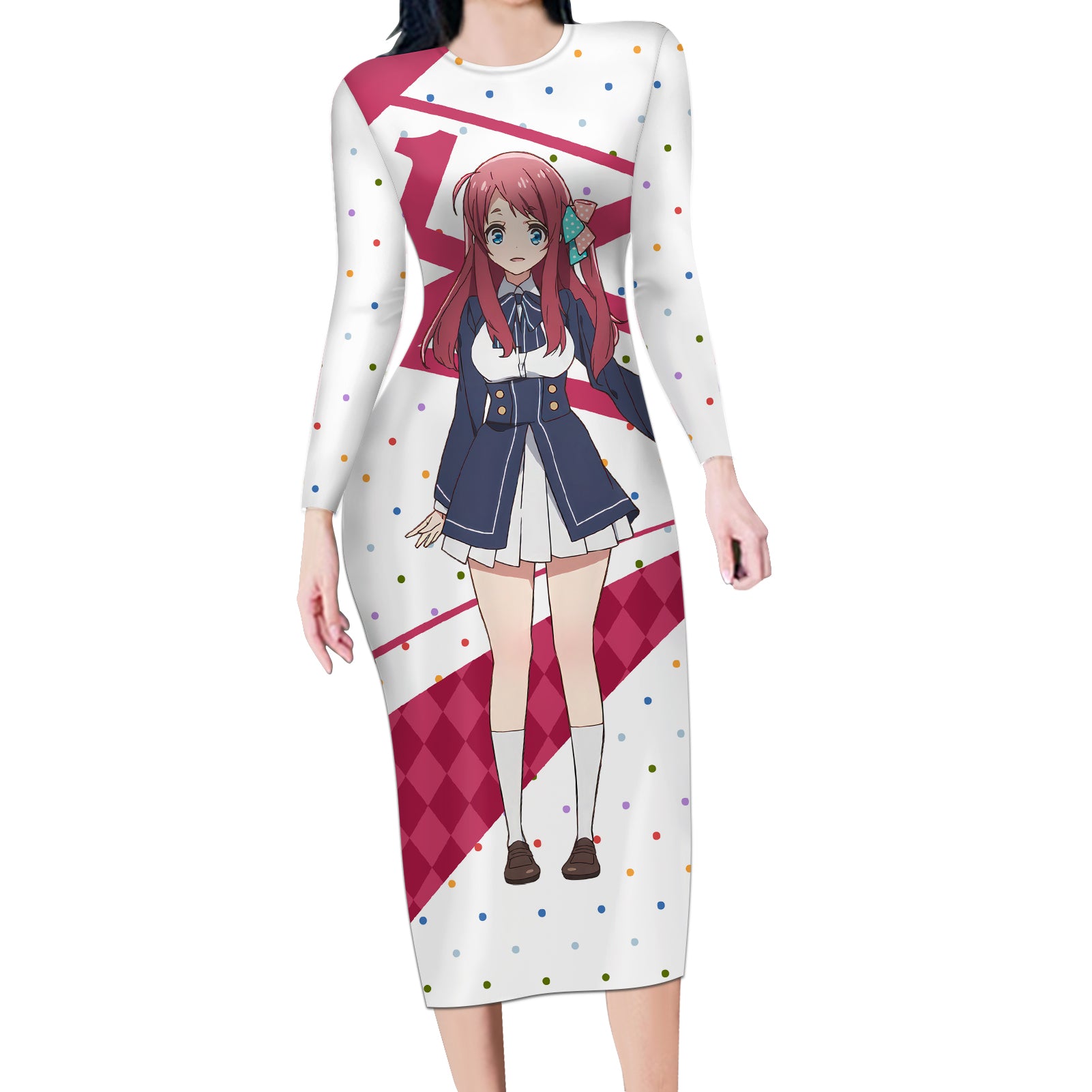 Zombie Land Saga Sakura Minamoto Long Sleeve Bodycon Dress Anime Style