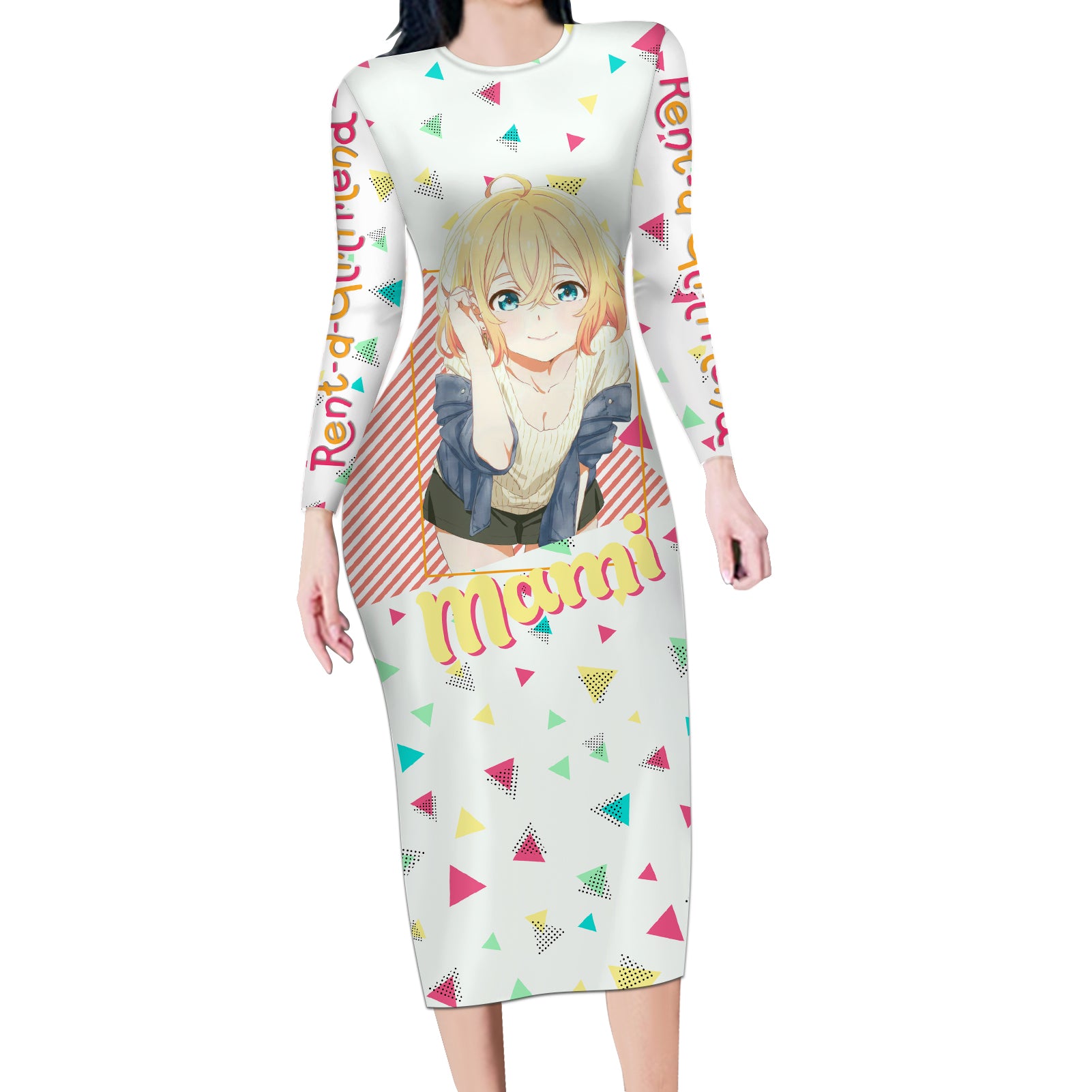 Rent A Girlfriend Mami Nanami Long Sleeve Bodycon Dress Anime Style