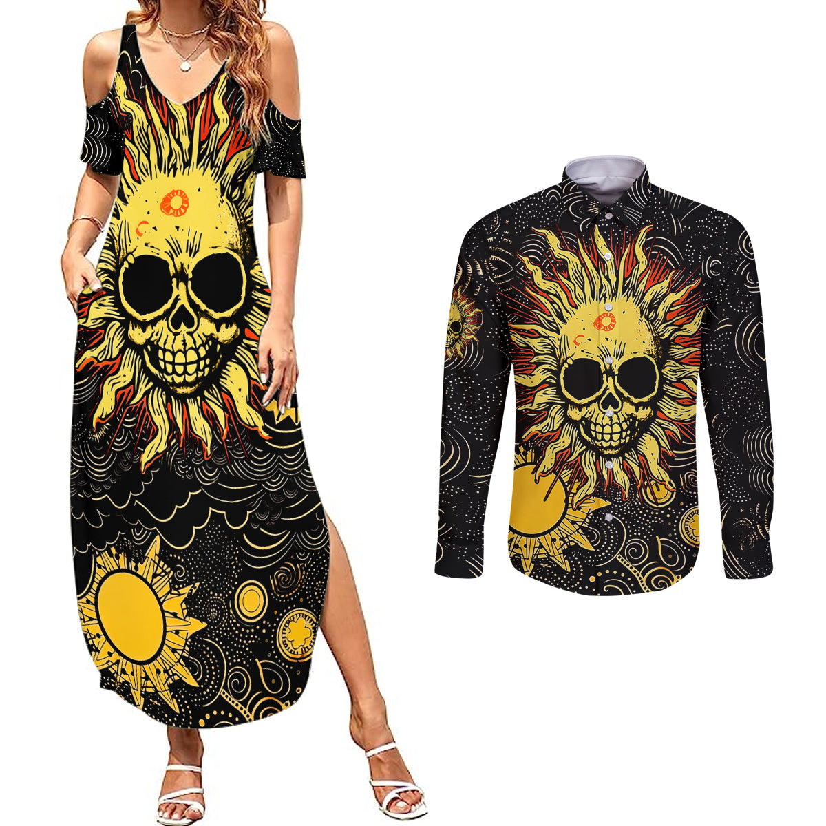 sun-skull-couples-matching-summer-maxi-dress-and-long-sleeve-button-shirts-i-may-not-be-perfect-but-at-least-im-not-you