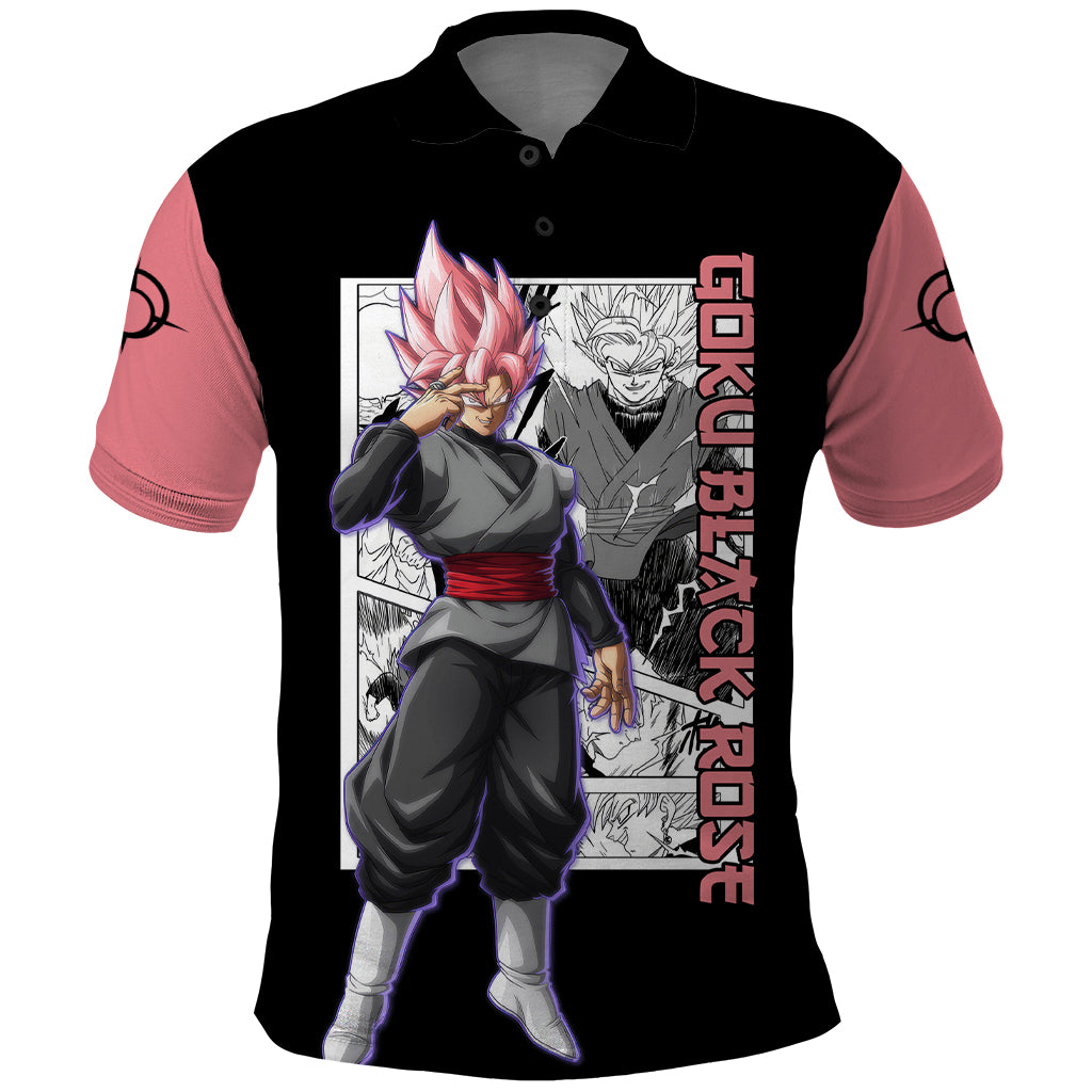 Goku Black Rose Polo Shirt Dragon Ball Anime Mix Manga