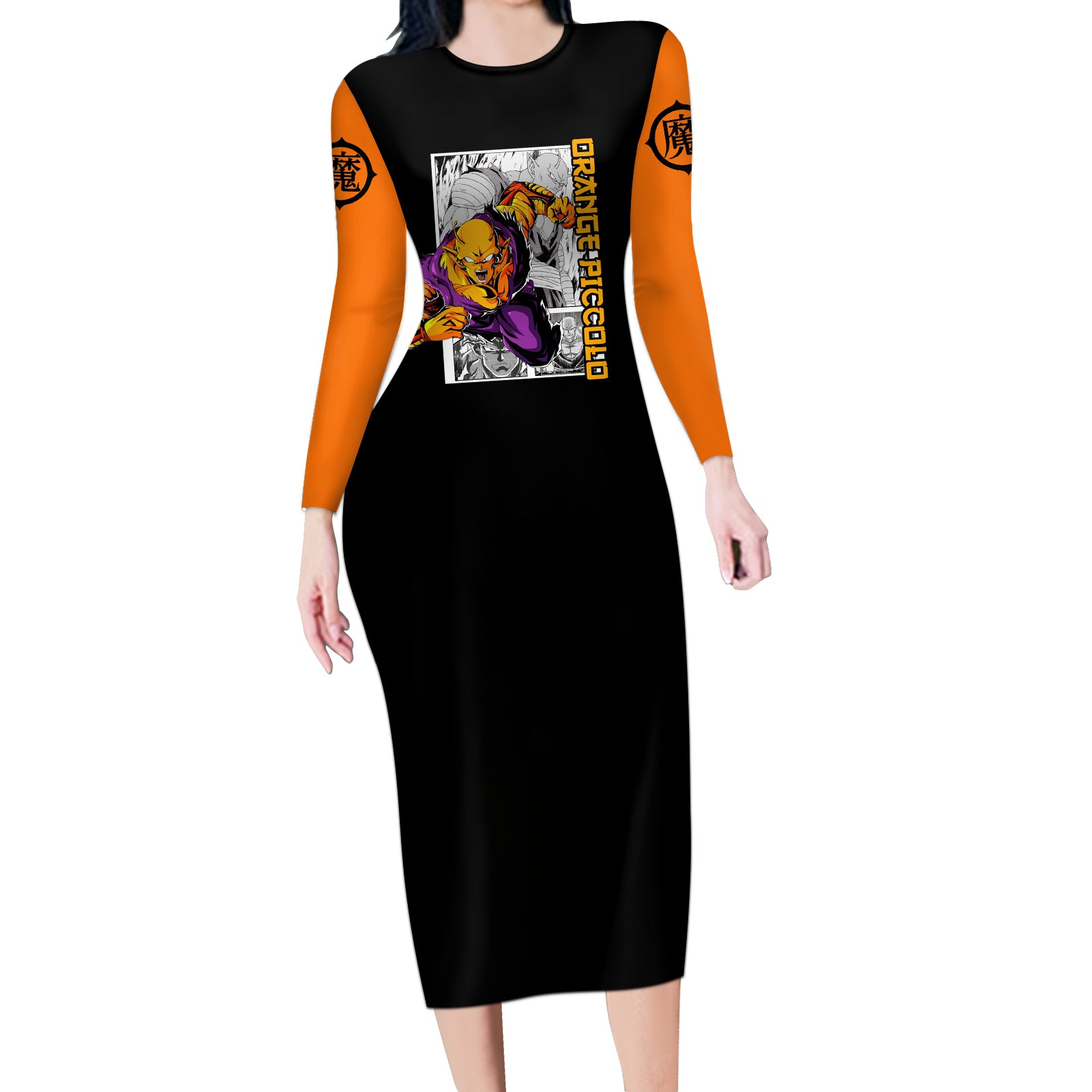 Orange Piccolo Long Sleeve Bodycon Dress Dragon Ball Anime Mix Manga