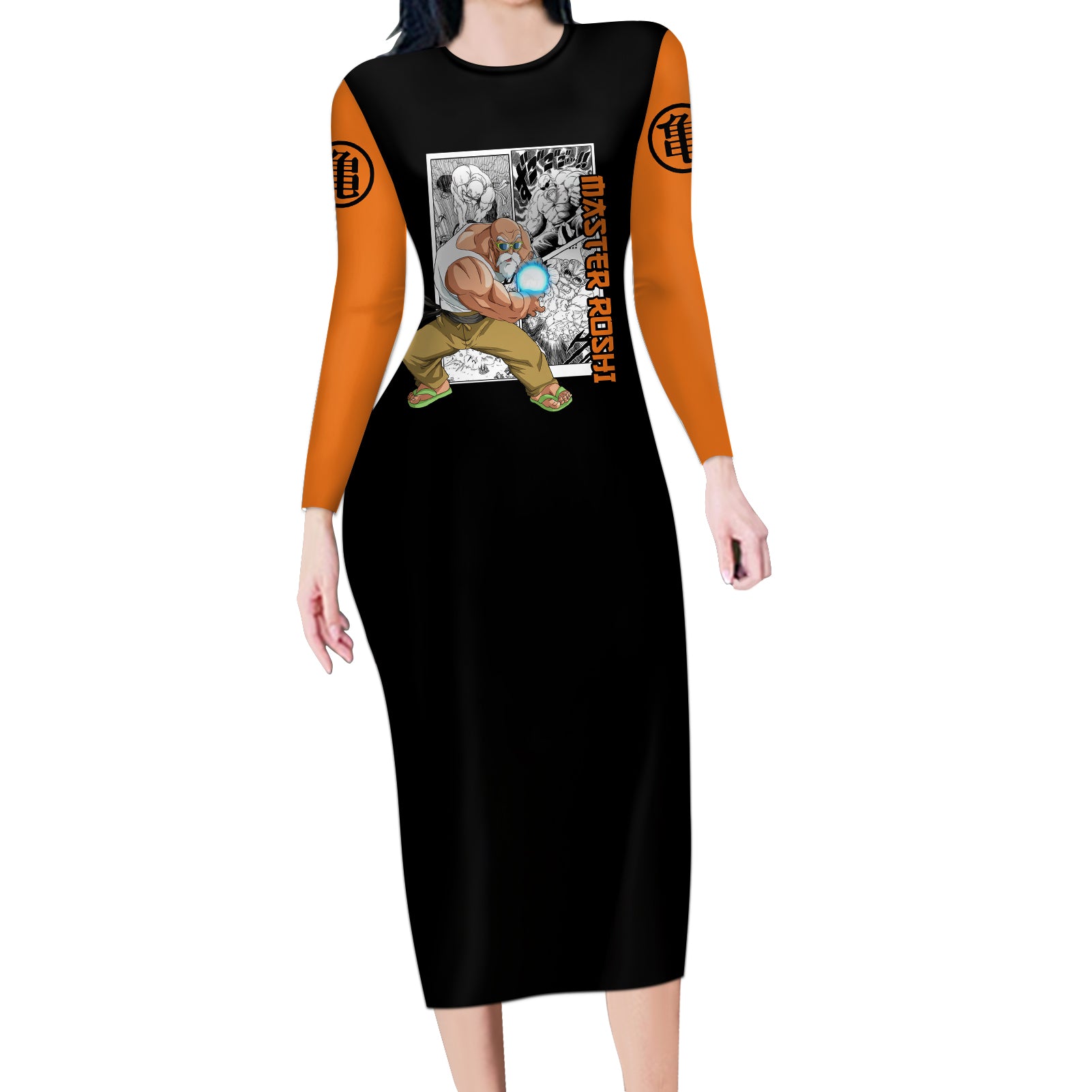 Master Roshi Long Sleeve Bodycon Dress Dragon Ball Anime Mix Manga