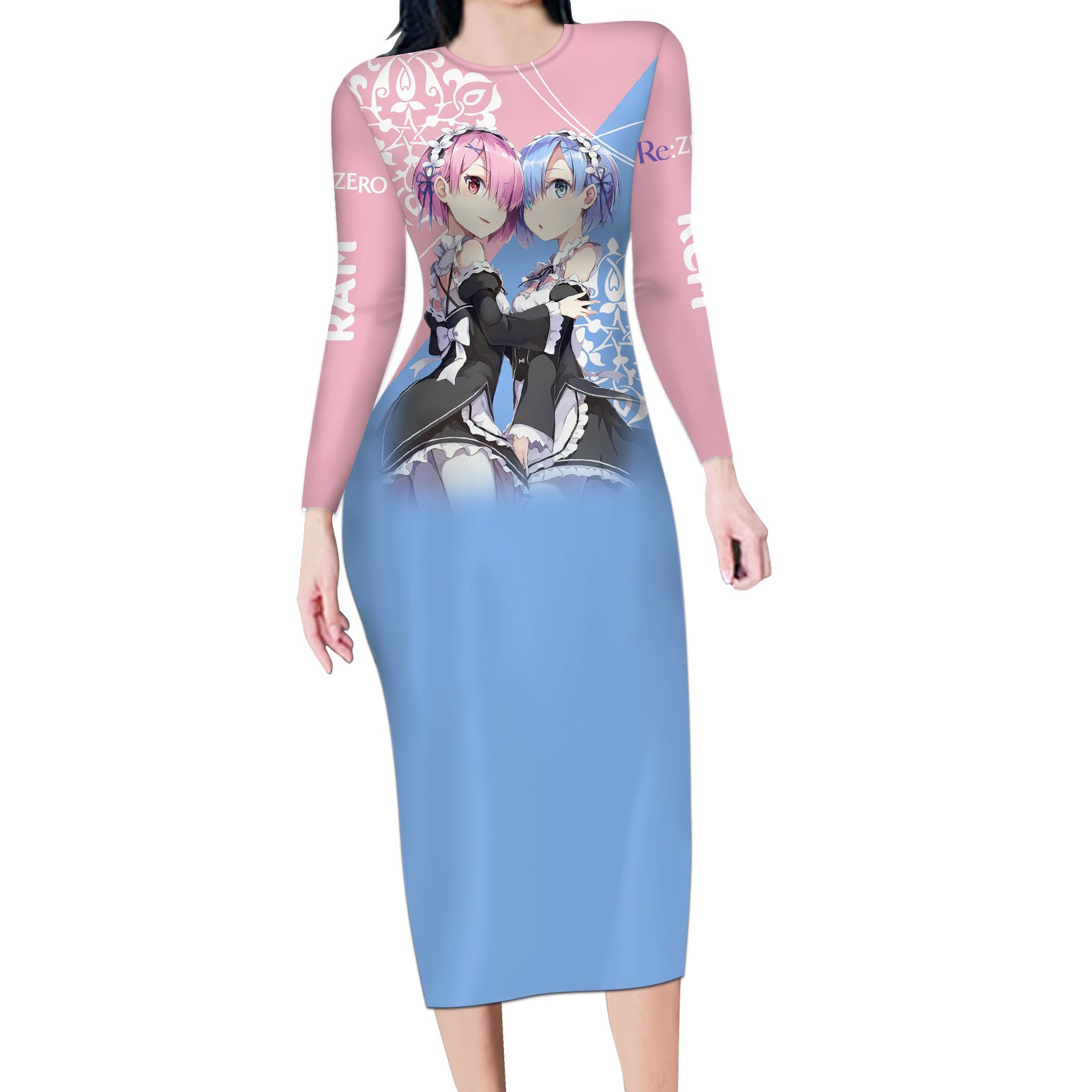 Rem & Ram Long Sleeve Bodycon Dress Re Zero