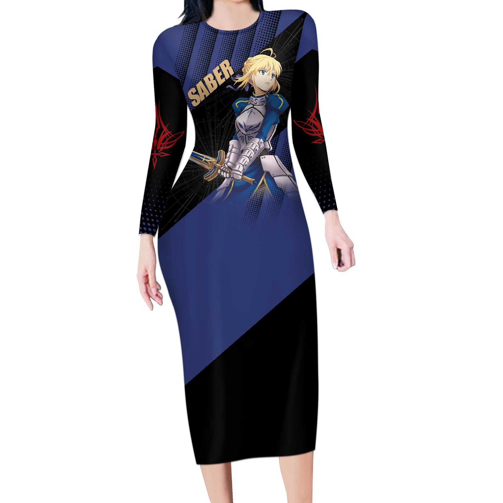 Saber Long Sleeve Bodycon Dress Fate Stay Night
