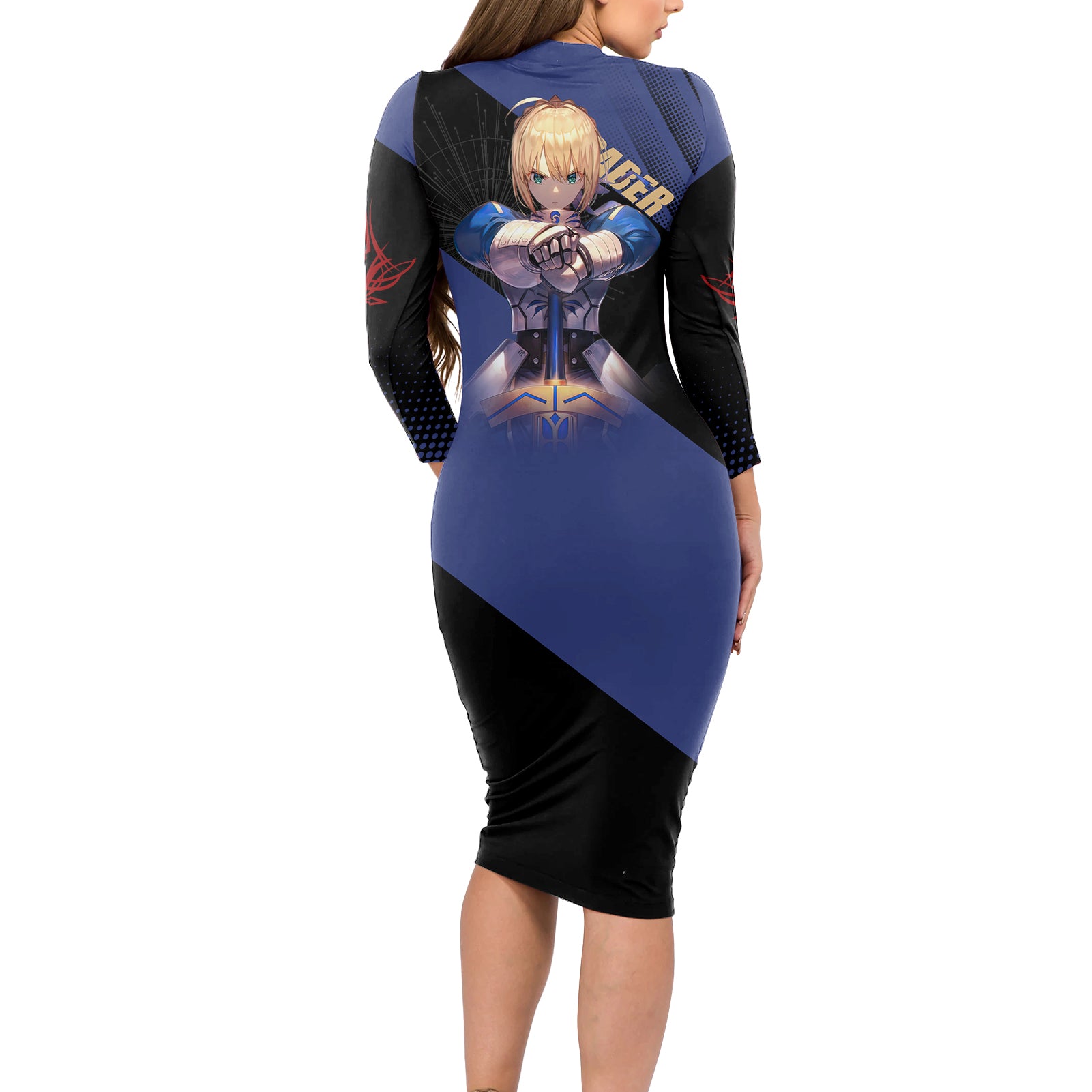 Saber Long Sleeve Bodycon Dress Fate Stay Night