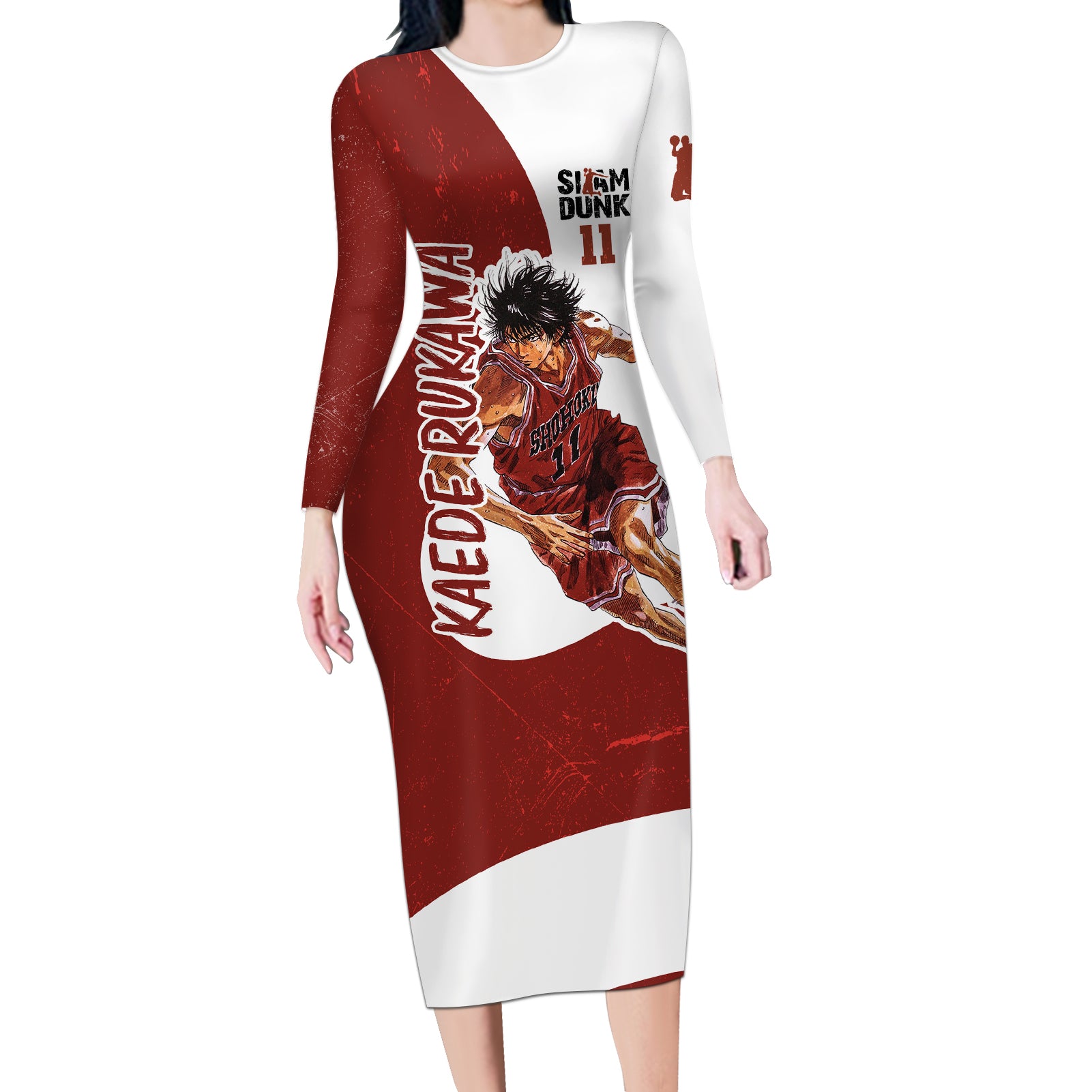 Kaede Rukawa - Slam Dunk - Number 11 Long Sleeve Bodycon Dress Anime Mix Manga Style