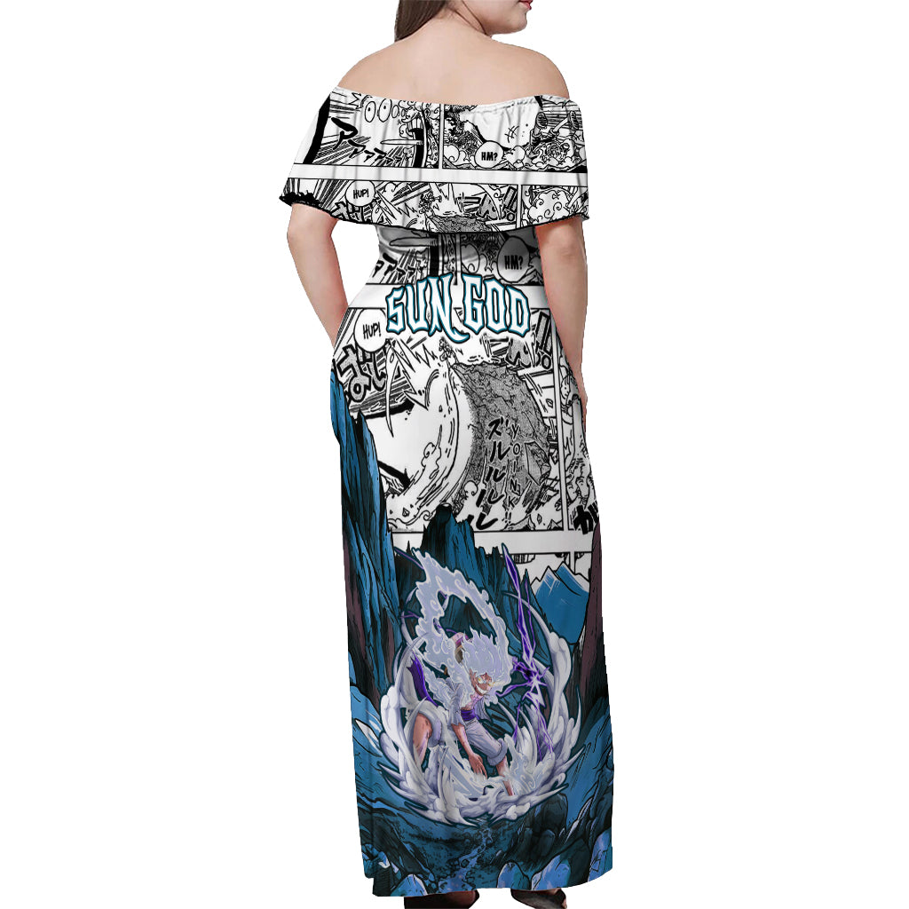 Monkey D Luffy - Nika Sun God Off Shoulder Maxi Dress Anime Mix Manga Style