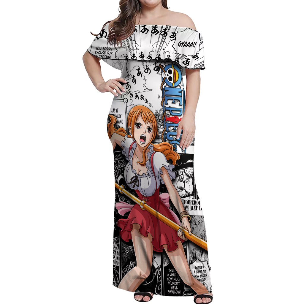 Nami One Piece Off Shoulder Maxi Dress Anime Mix Manga Style