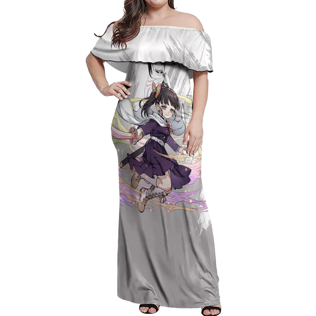Kanao Tsuyuri Off Shoulder Maxi Dress Demon Slayer