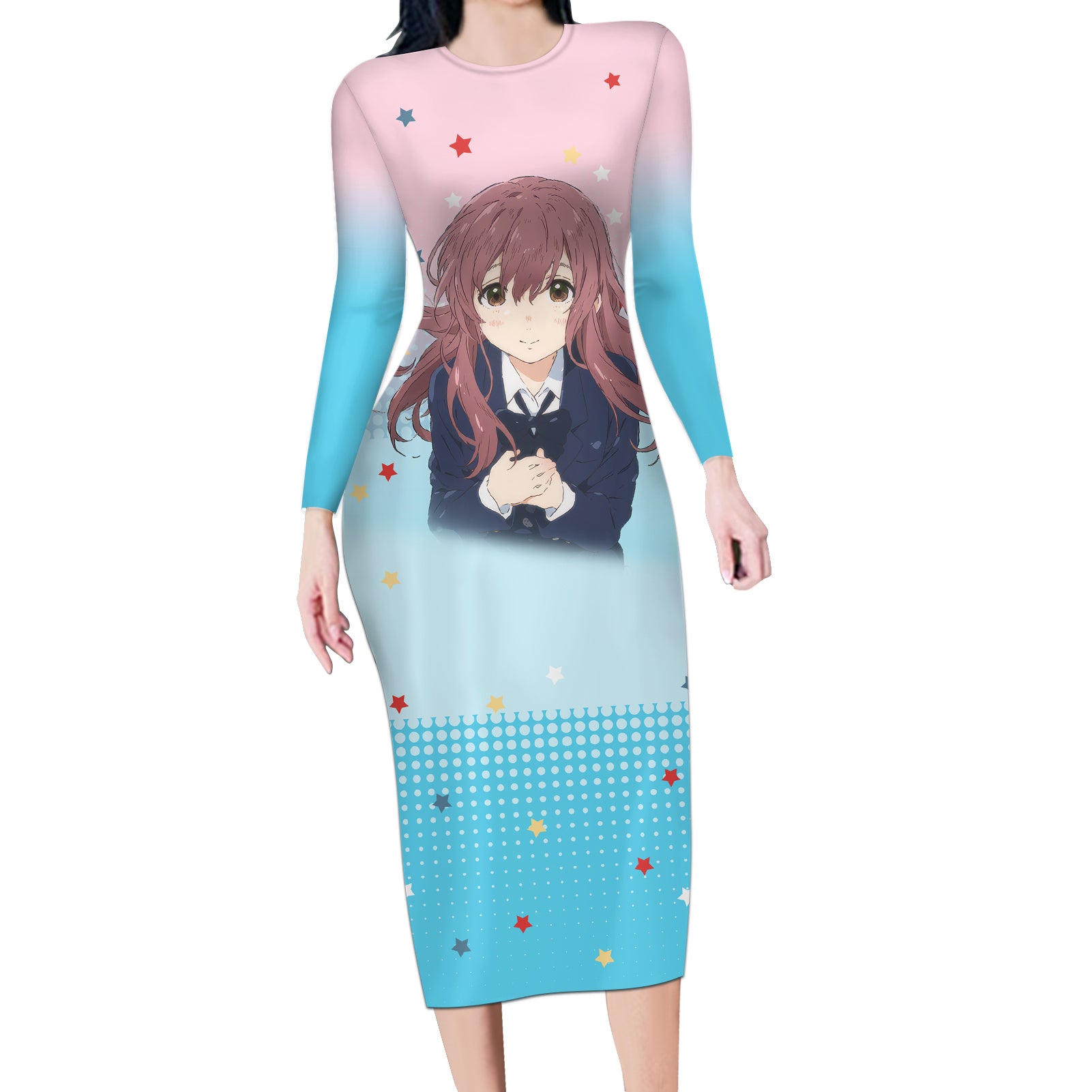 Nishimiya Shouko Long Sleeve Bodycon Dress A Slient Voice