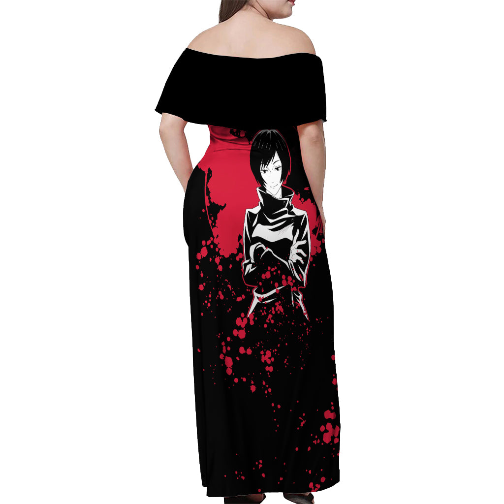 Mai Zenin Jujutsu Kaisen Off Shoulder Maxi Dress Manga Style Art