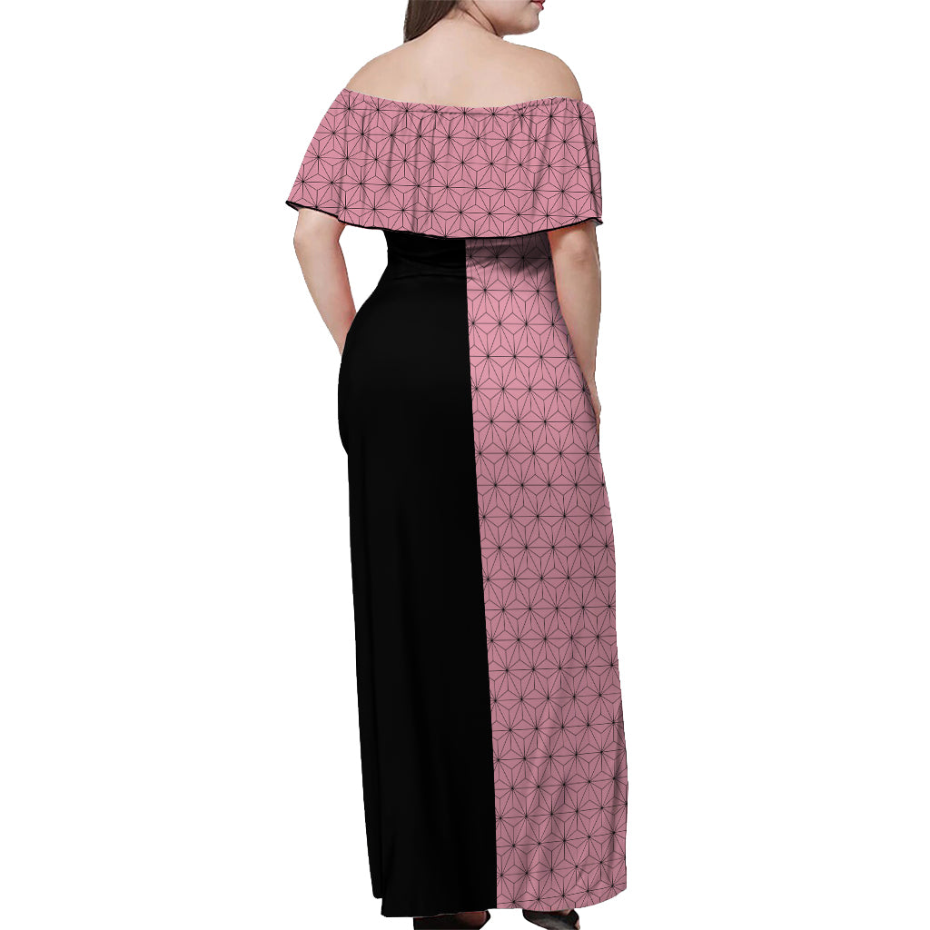 Nezuko Kamado Demon Slayer Off Shoulder Maxi Dress Anime Style
