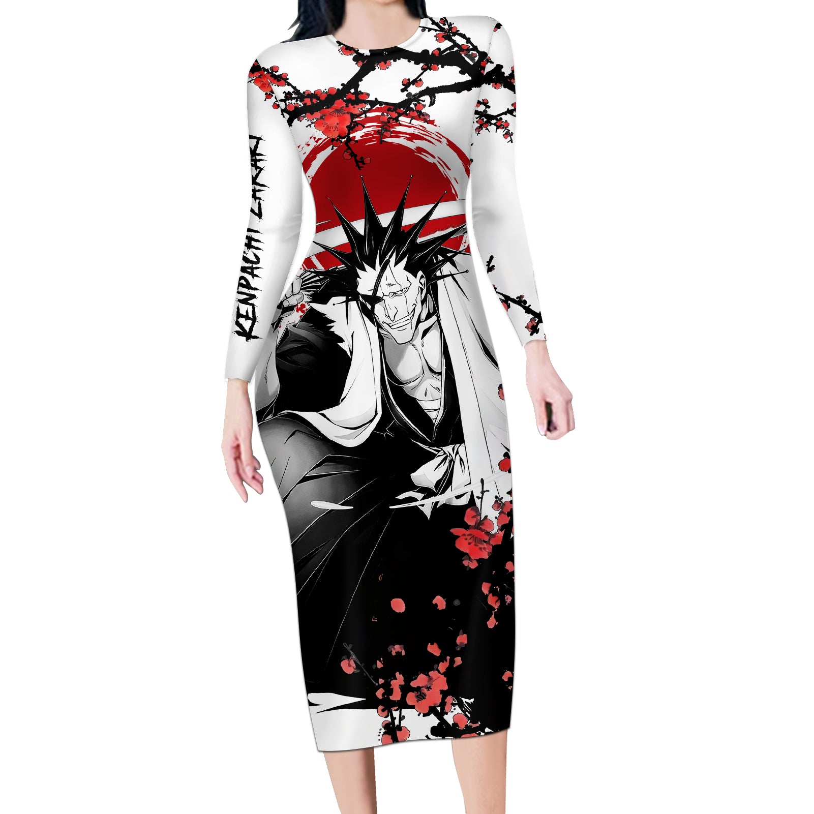 Kenpachi Zaraki Long Sleeve Bodycon Dress Anime Japan Style
