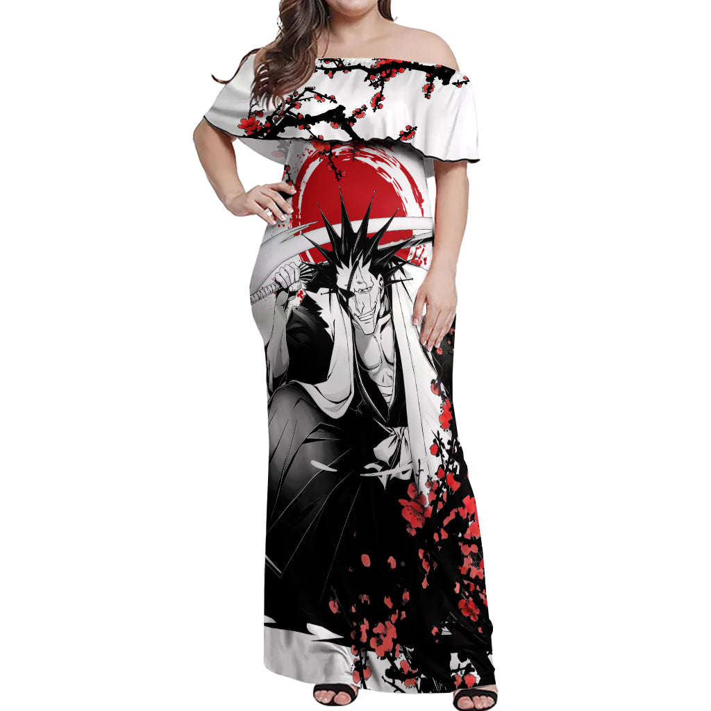 Kenpachi Zaraki Off Shoulder Maxi Dress Anime Japan Style