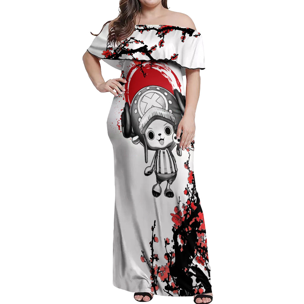 Red Tony Chopper Off Shoulder Maxi Dress Japan Style One Piece Anime