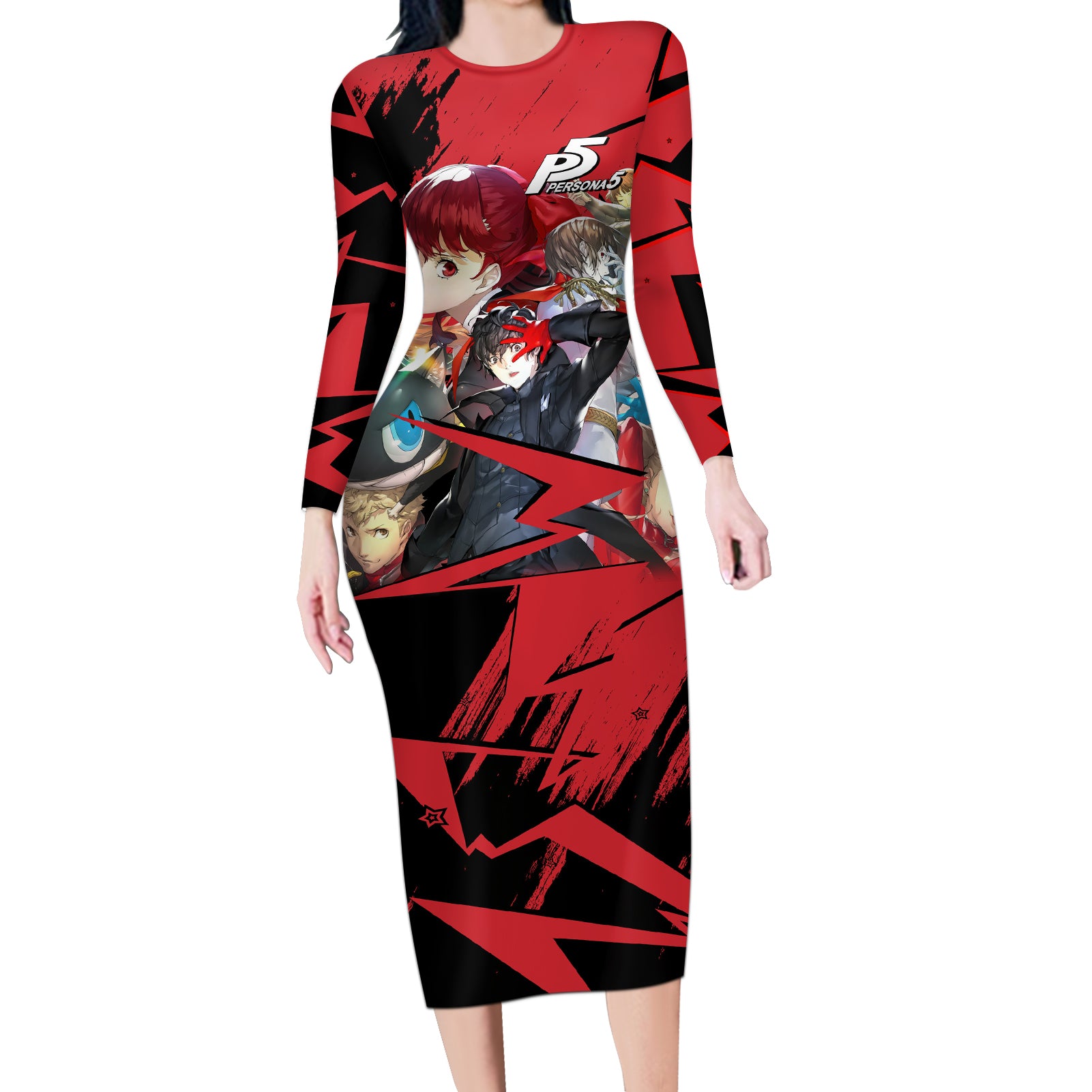 Persona 5 Team Long Sleeve Bodycon Dress