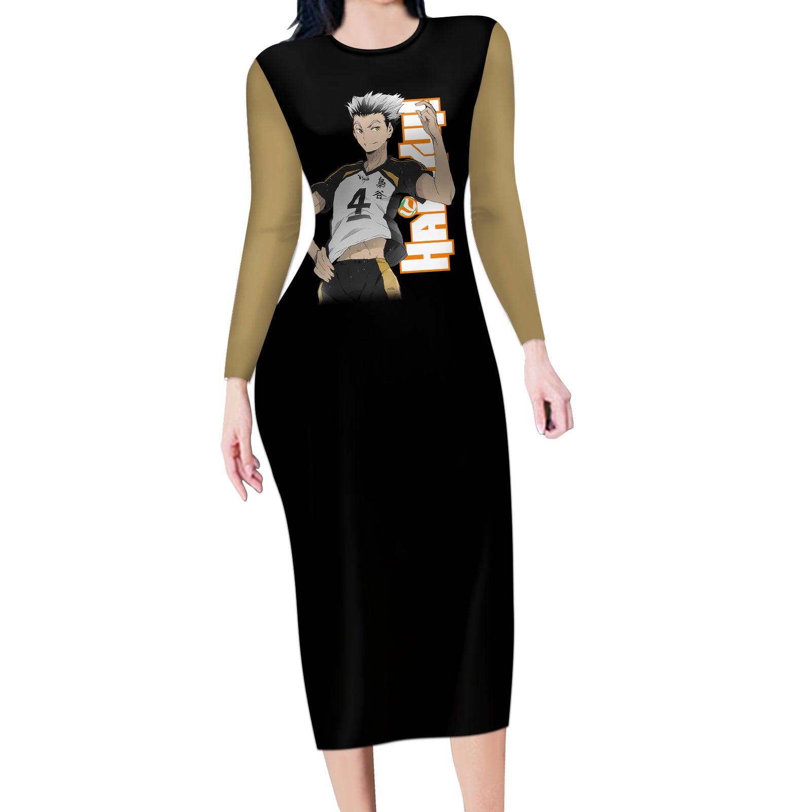 Fukurodani Kotaro Bokuto Long Sleeve Bodycon Dress Haikyu