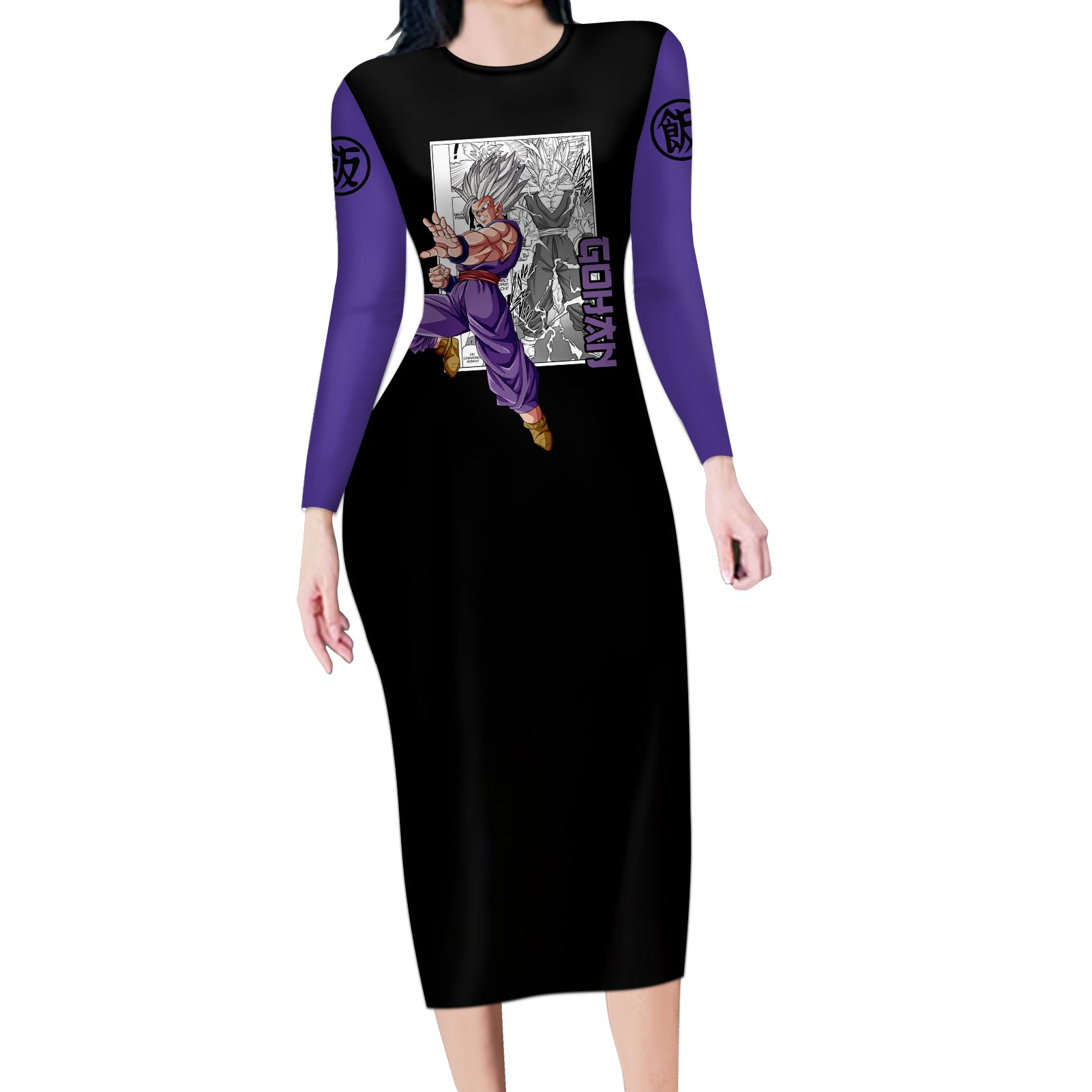 Gohan Beast Long Sleeve Bodycon Dress Dragon Ball Anime Mix Manga