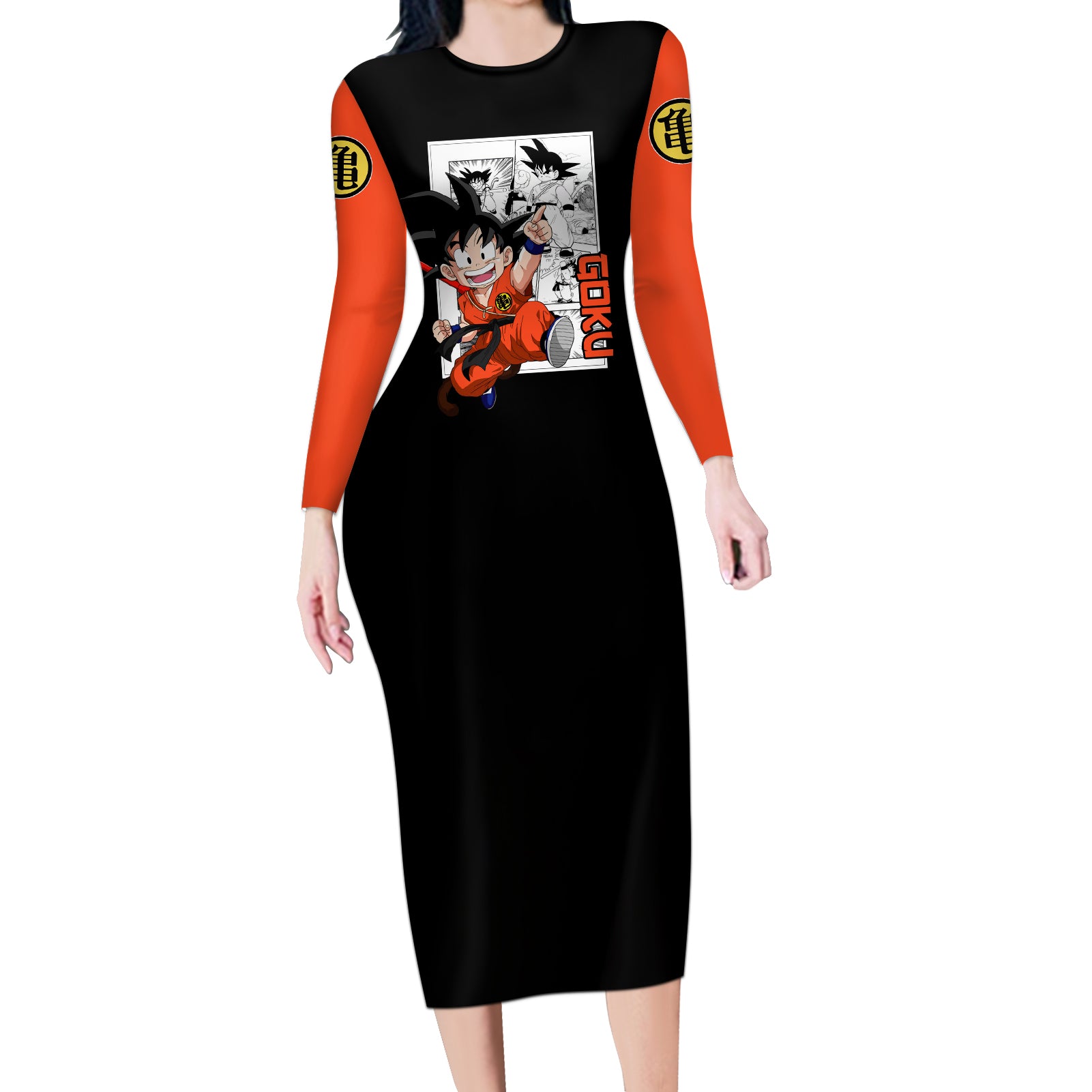 Goku Kid Long Sleeve Bodycon Dress Dragon Ball Anime Mix Manga