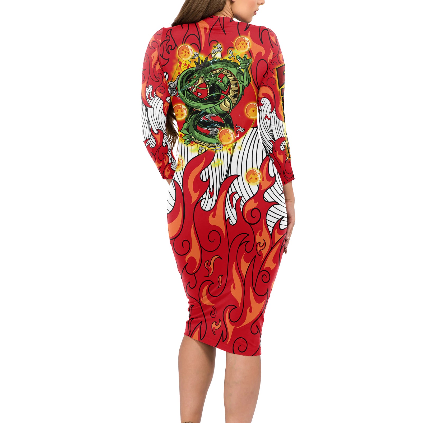 Shenron Long Sleeve Bodycon Dress Dragon Ball
