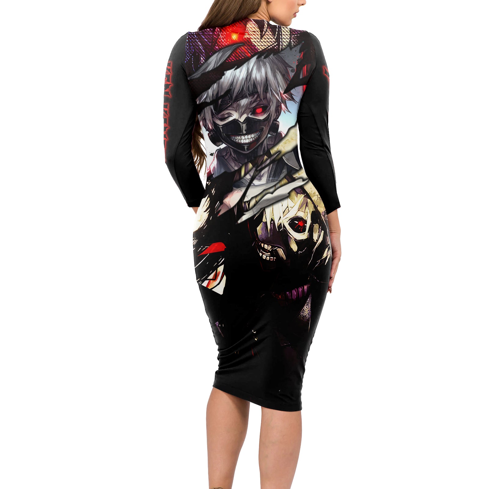 Ken Kaneki Long Sleeve Bodycon Dress Tokyo Ghoul TS04