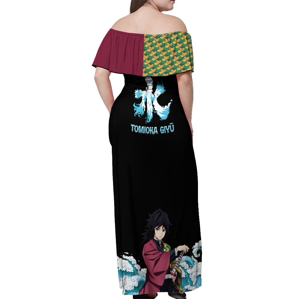 Tomioka Giyū - Demon Slayer Off Shoulder Maxi Dress Anime Style