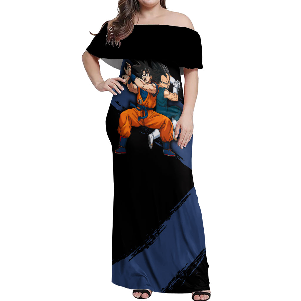Goku and Vegeta Super Anime Off Shoulder Maxi Dress