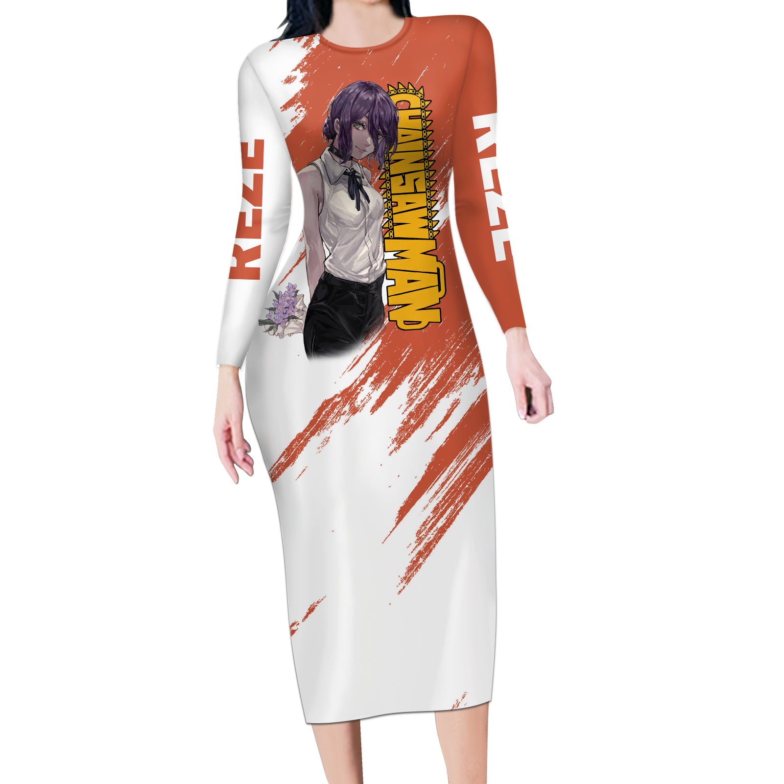 Reze Long Sleeve Bodycon Dress Chainsaw Man