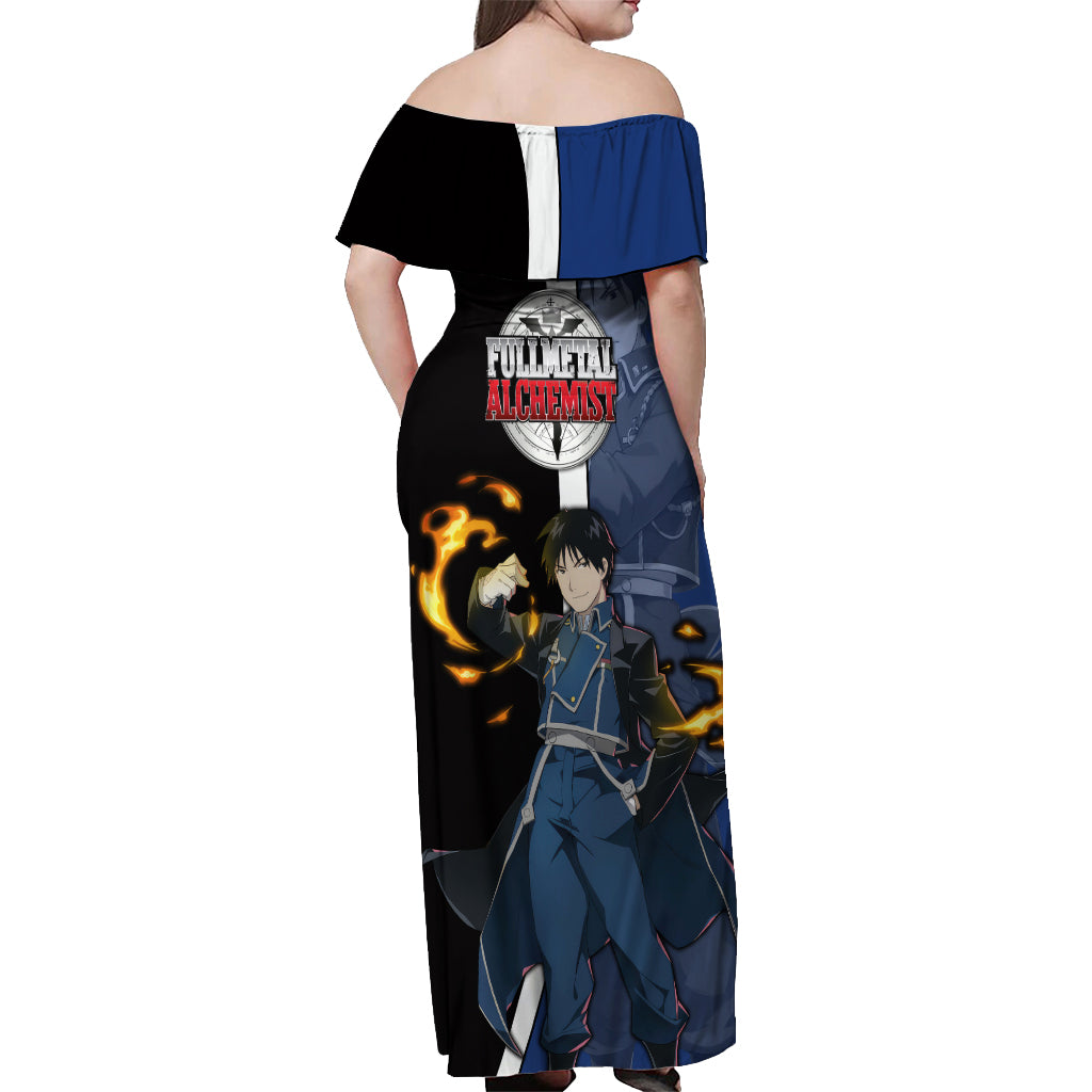 Mustang Roy - Fullmetal Alchemist Off Shoulder Maxi Dress Anime Style