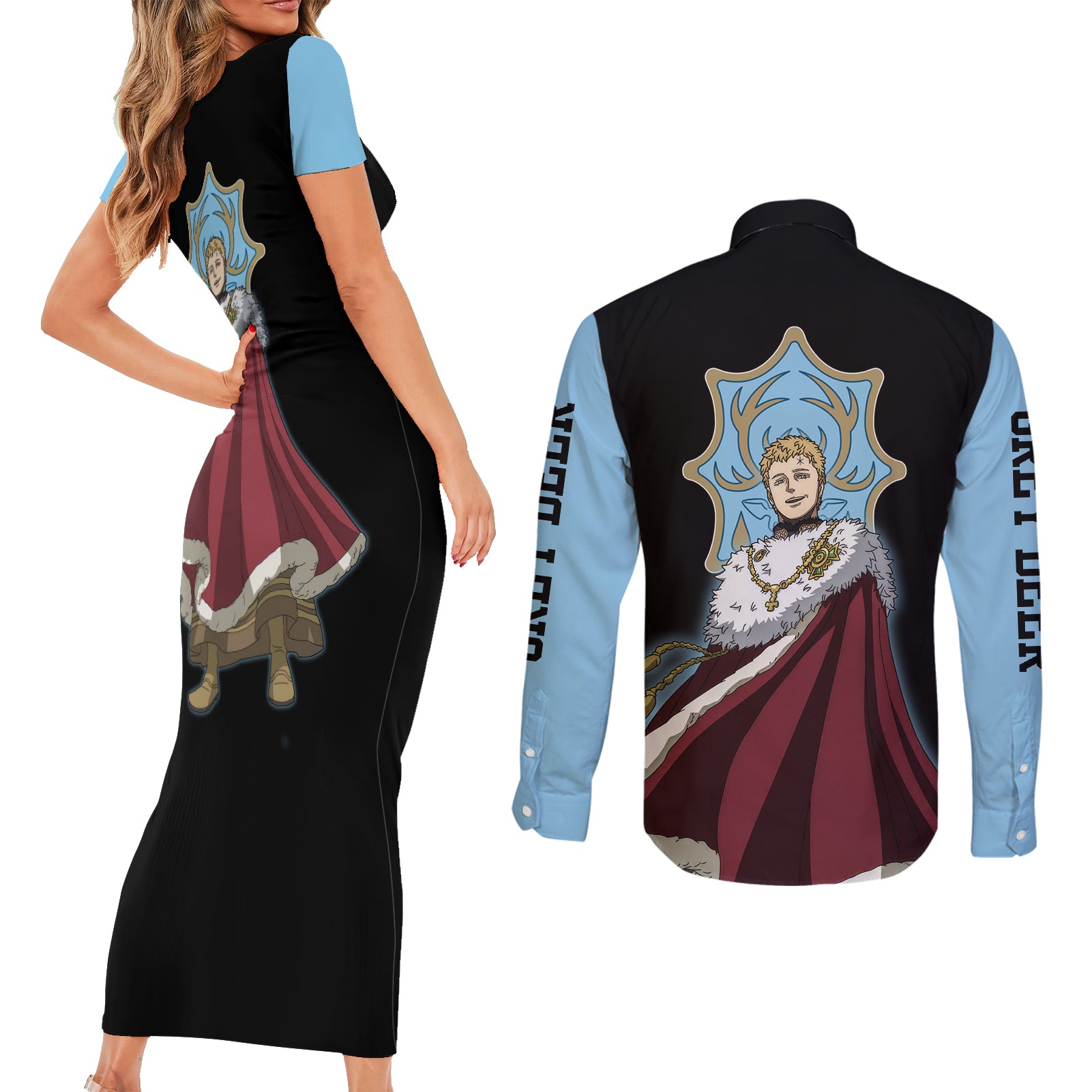 Julius Novachrono Couples Matching Short Sleeve Bodycon Dress and Long Sleeve Button Shirt