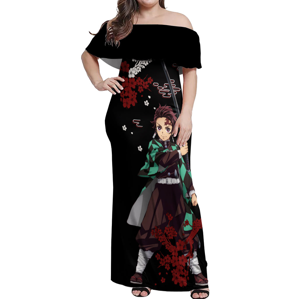 Tanjiro Kamado Japan Style Off Shoulder Maxi Dress