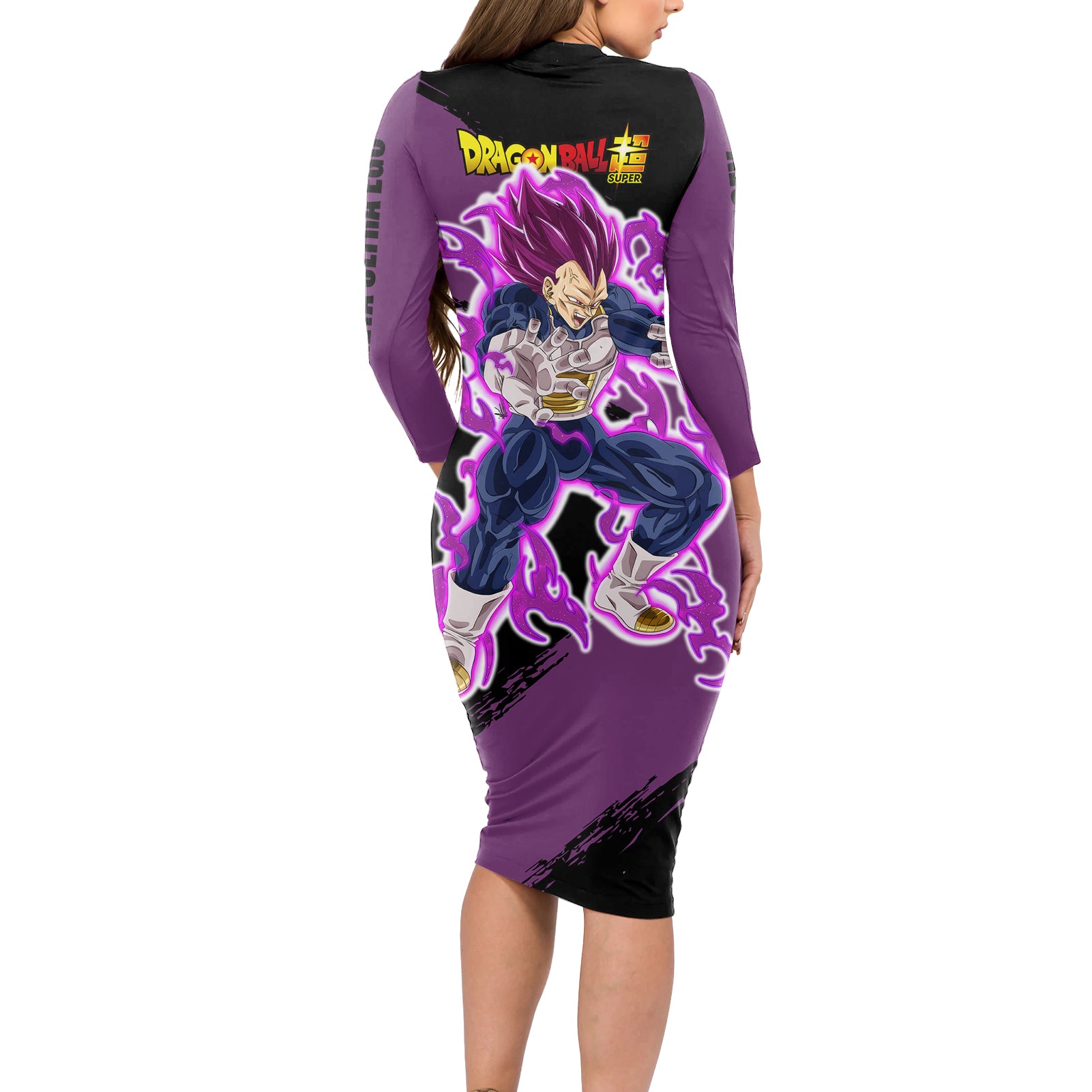 Vegeta Ultra Ego Dragon Ball Long Sleeve Bodycon Dress