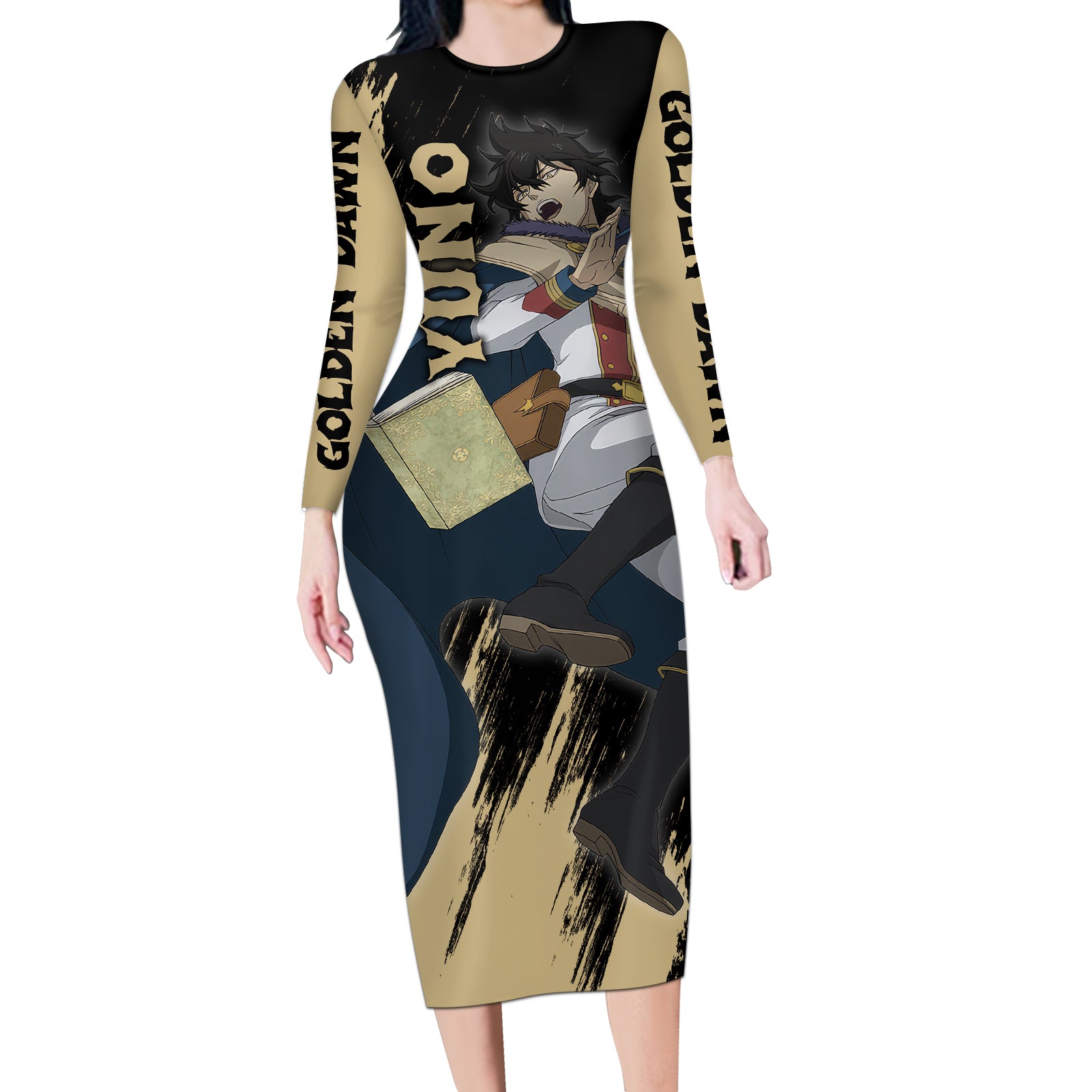 Yuno Long Sleeve Bodycon Dress Golden Dawn
