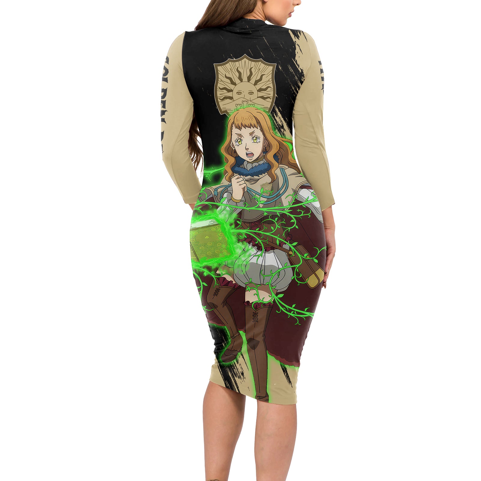 Mimosa Vermillion Long Sleeve Bodycon Dress Golden Dawn