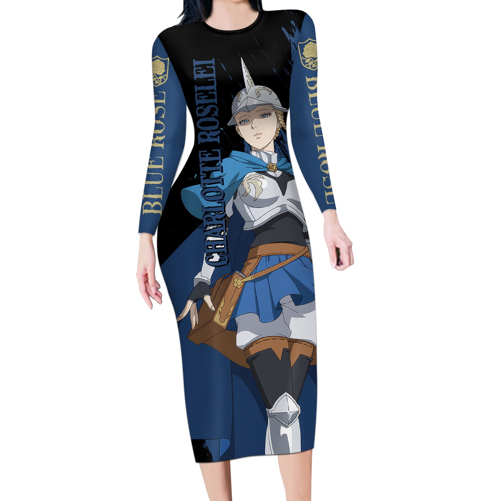 Blue Rose Charlotte Roselei Long Sleeve Bodycon Dress Black Clover
