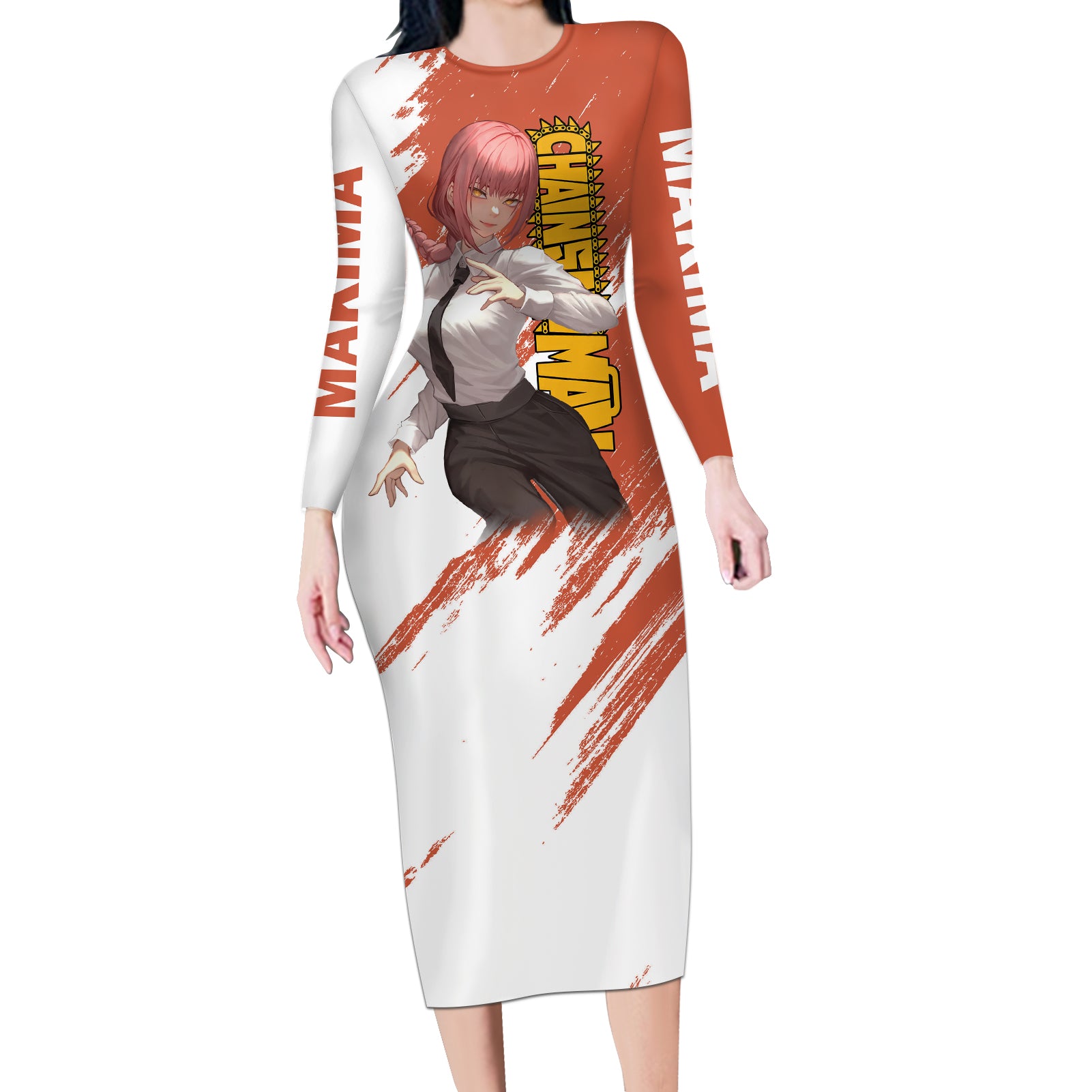 Makima Long Sleeve Bodycon Dress Chainsaw Man