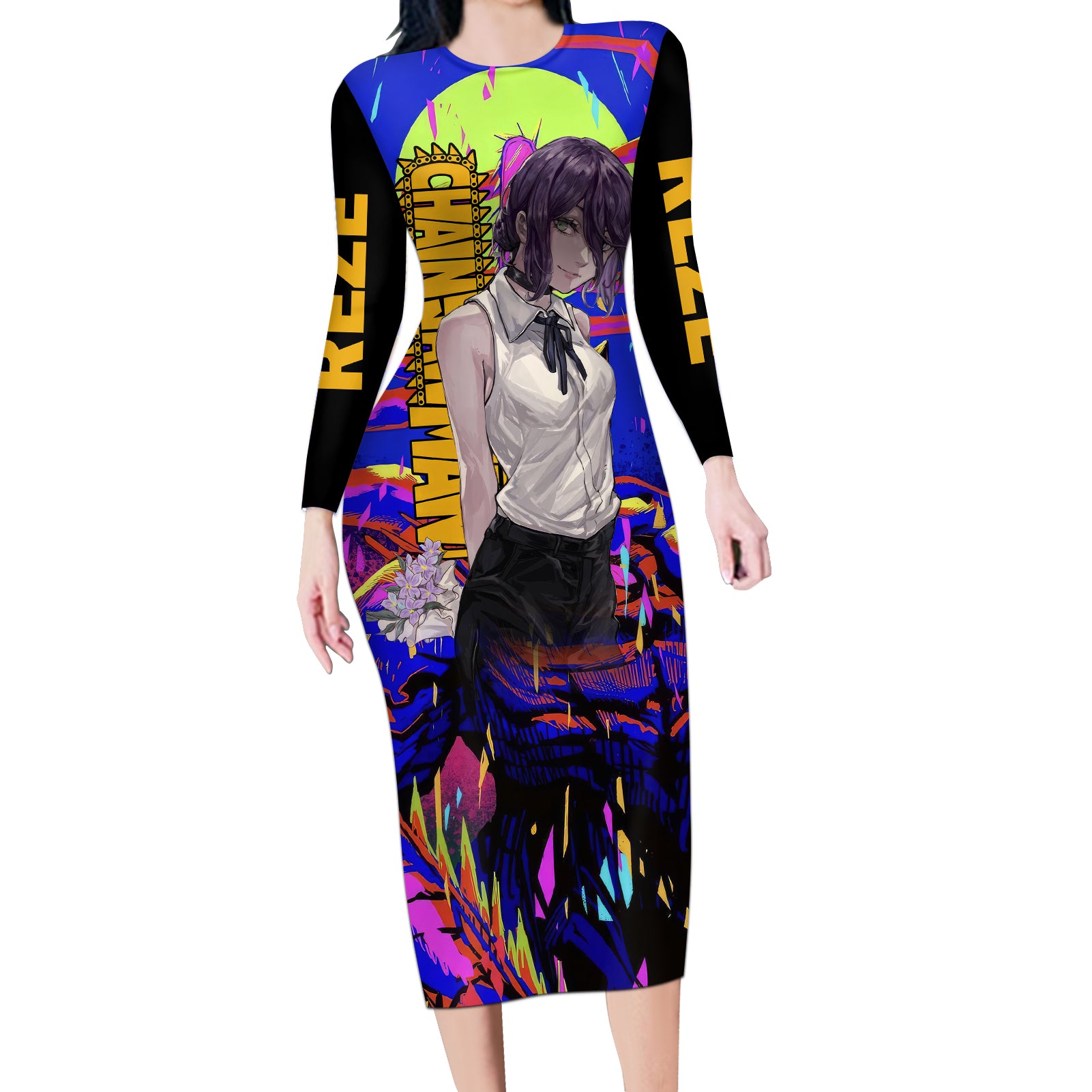 Reze Long Sleeve Bodycon Dress Chainsaw Man