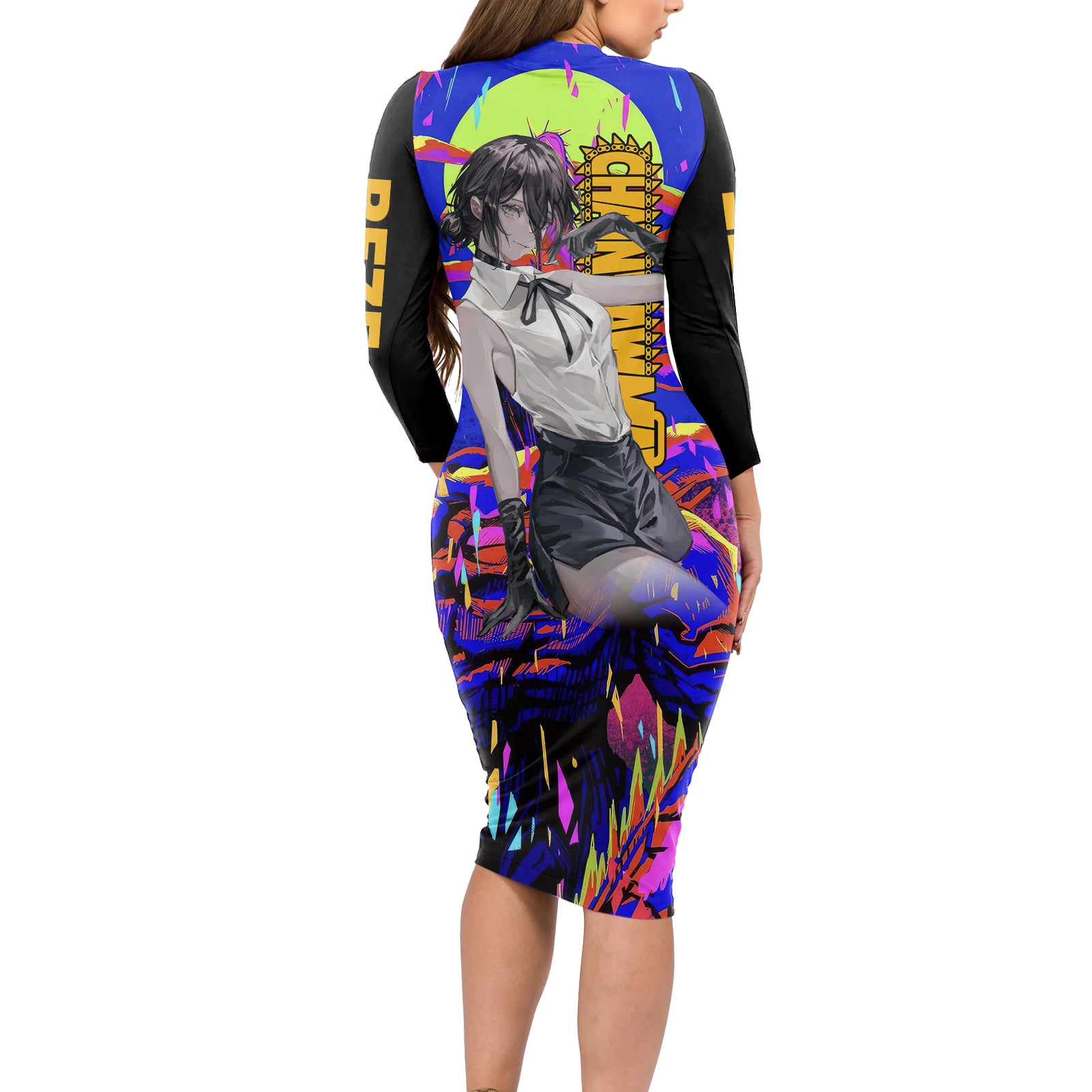 Reze Long Sleeve Bodycon Dress Chainsaw Man