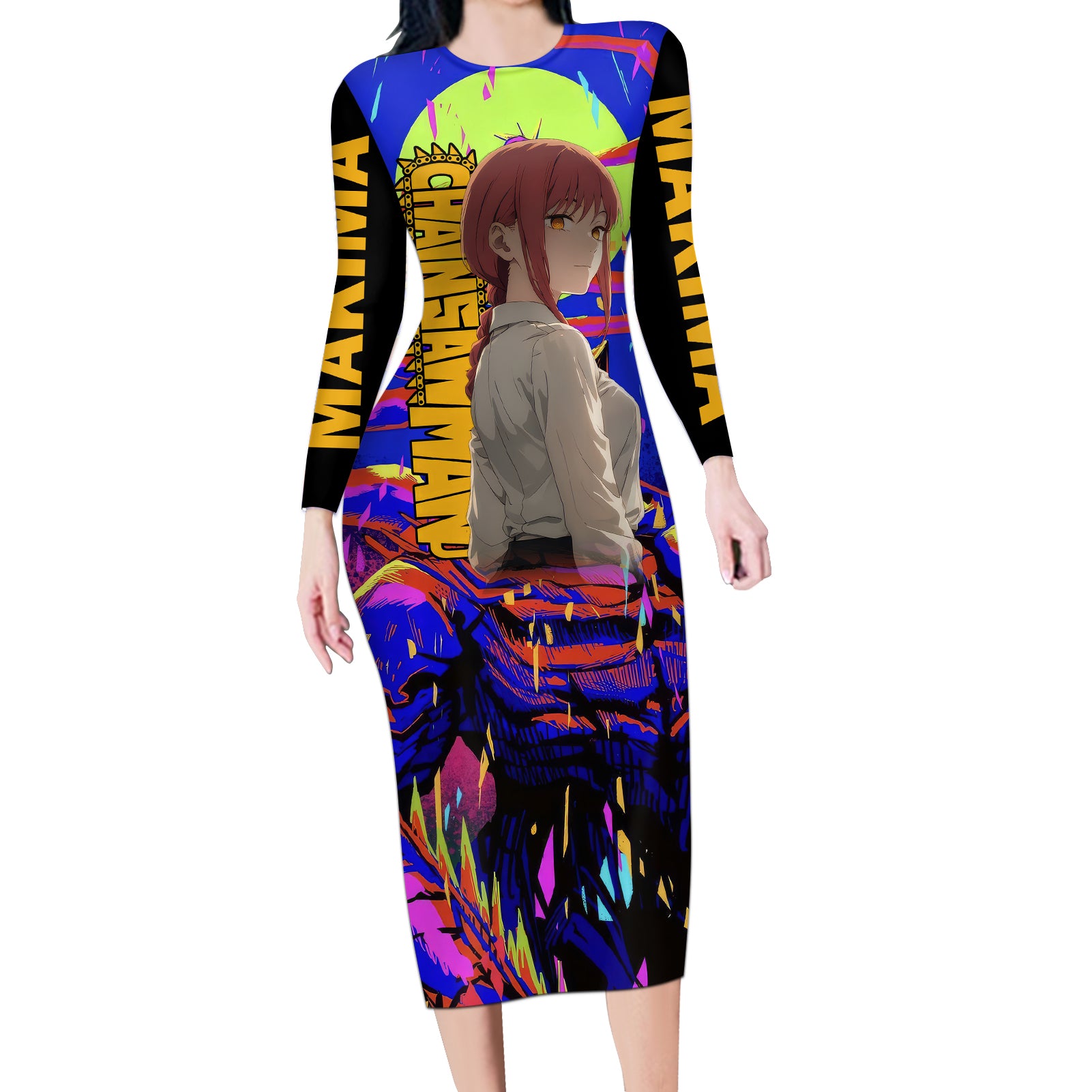 Makima Long Sleeve Bodycon Dress Chainsaw Man