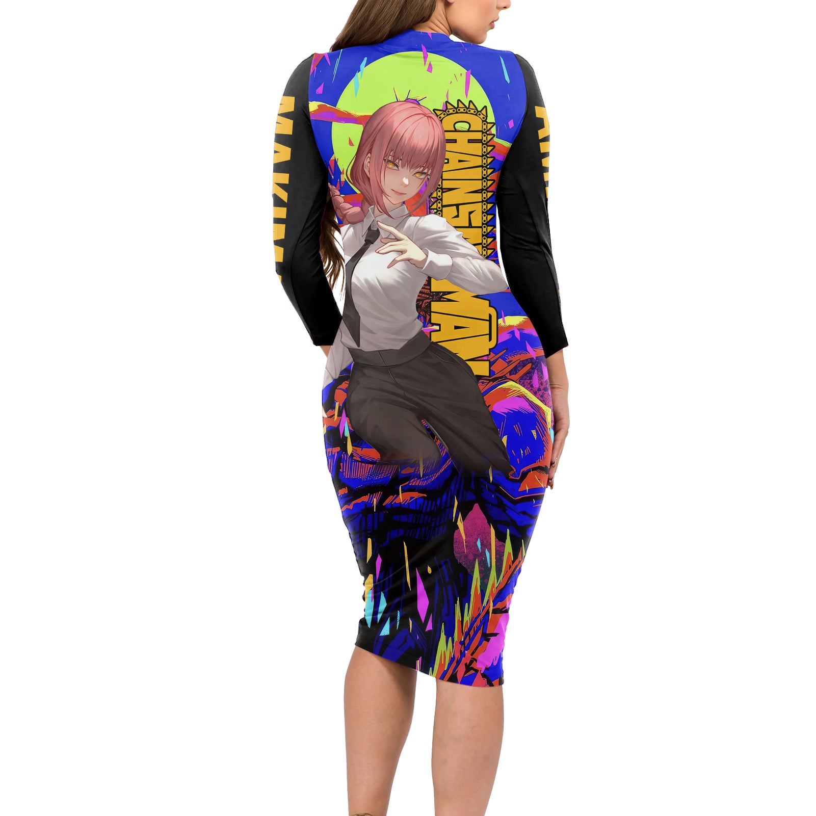 Makima Long Sleeve Bodycon Dress Chainsaw Man