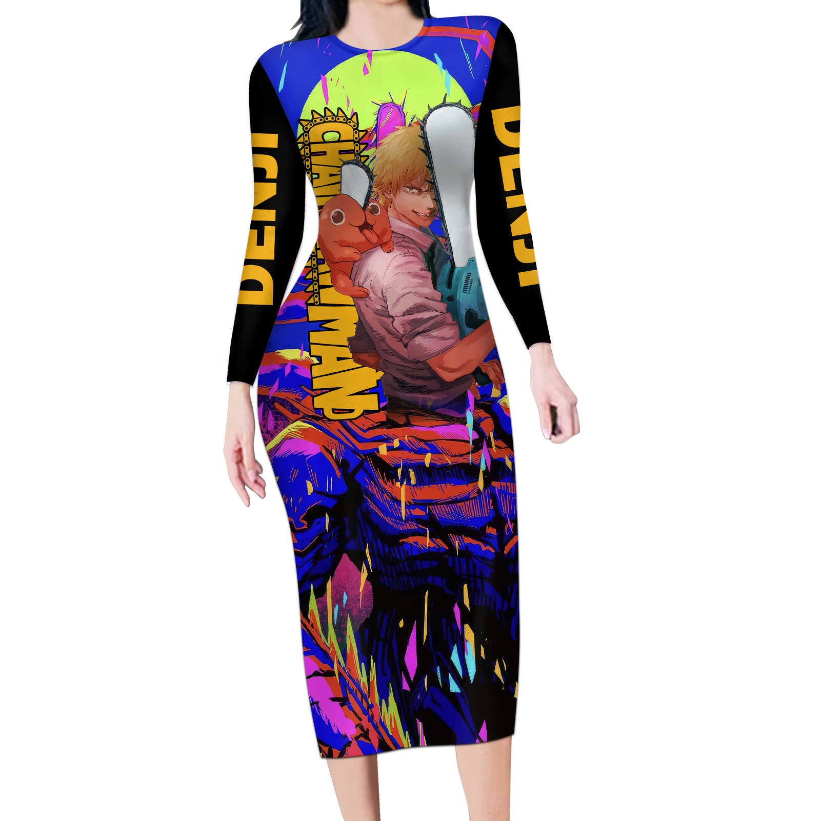Denji Long Sleeve Bodycon Dress Chainsaw Man