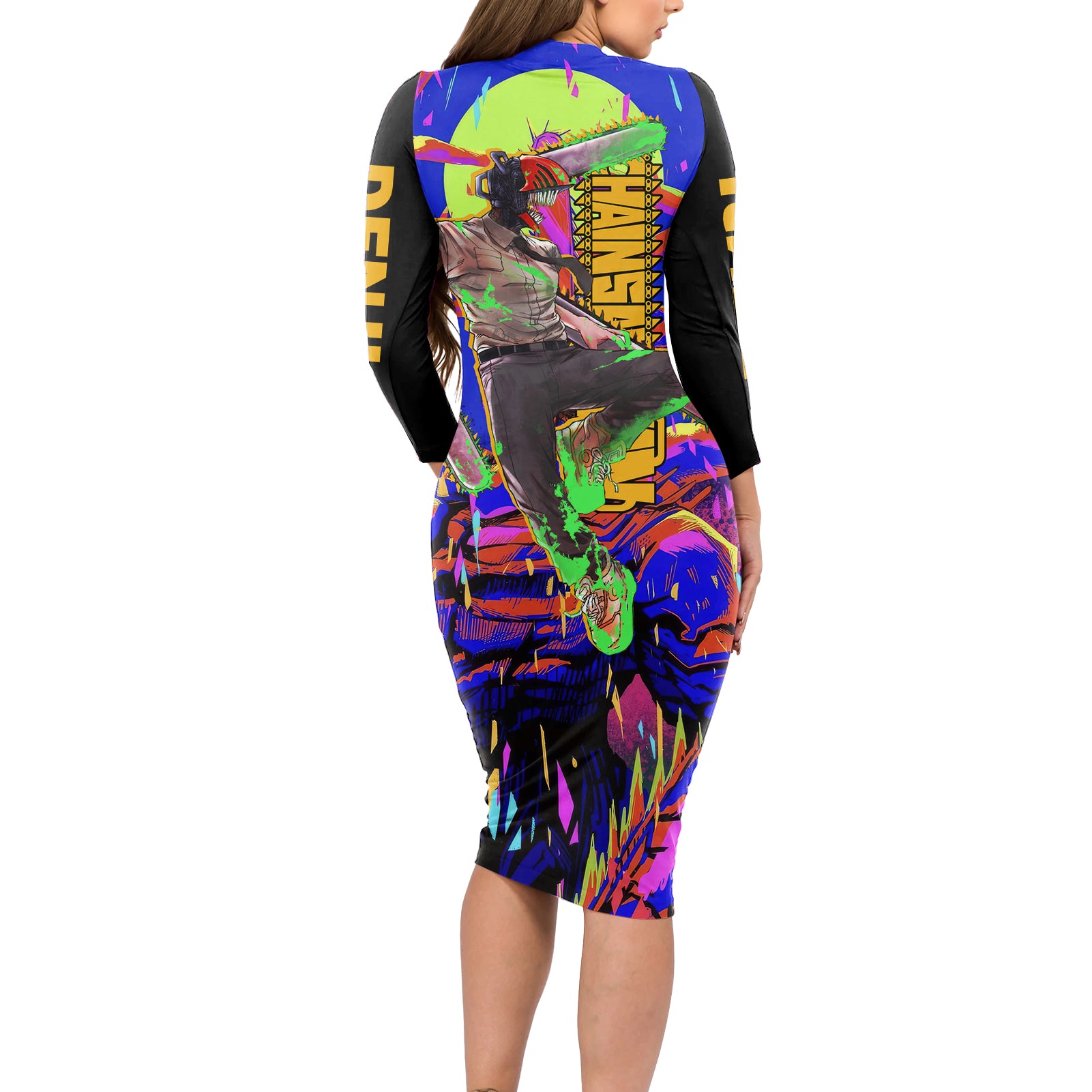 Denji Long Sleeve Bodycon Dress Chainsaw Man