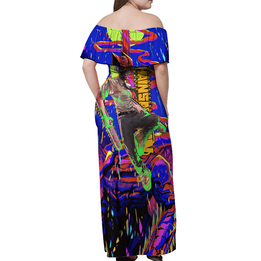 Denji Off Shoulder Maxi Dress Chainsaw Man