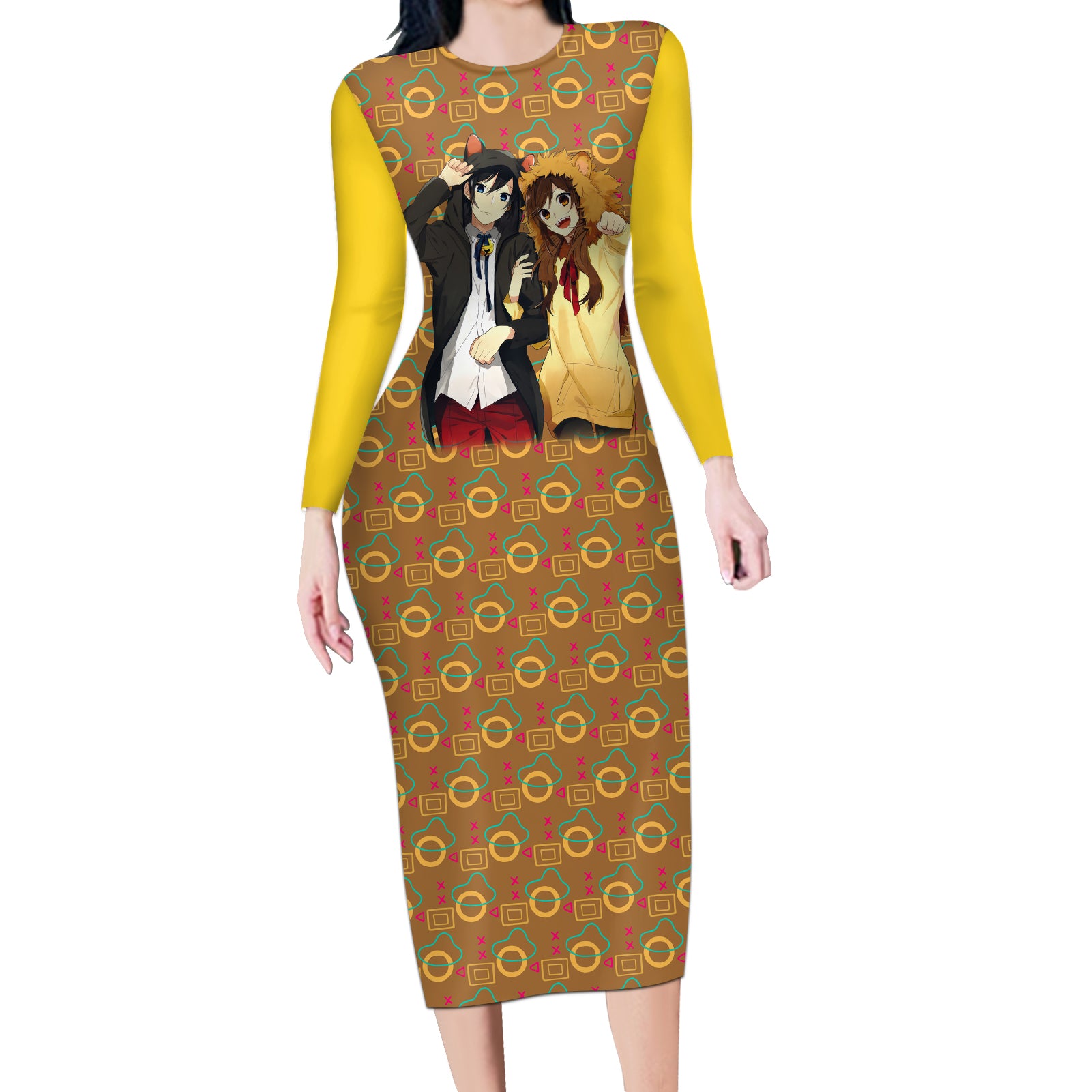Horimiya Miyamura and Hori Long Sleeve Bodycon Dress Horimiya