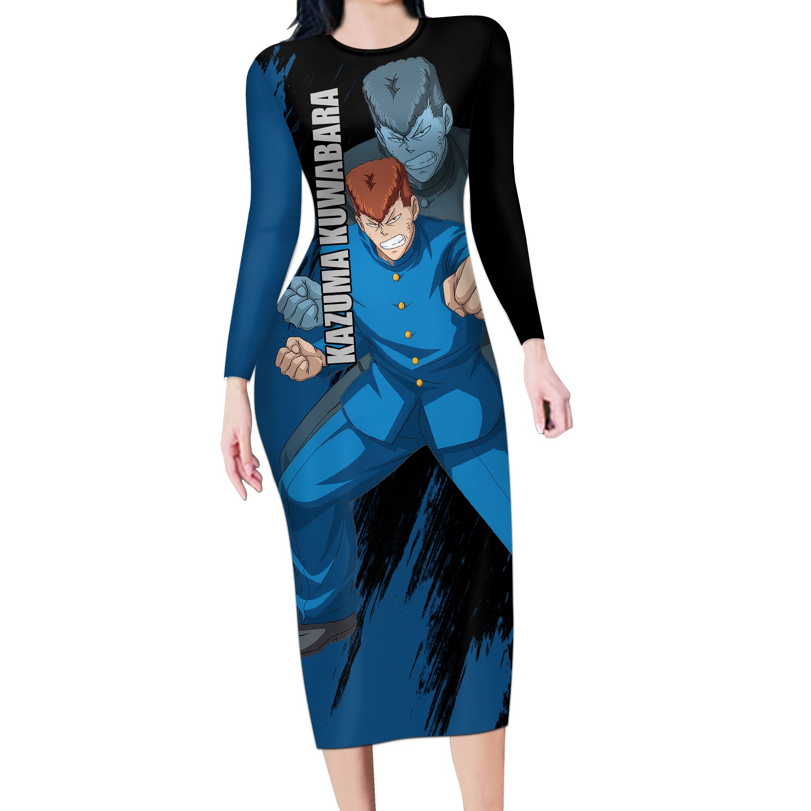 Kazuma Kuwabara Long Sleeve Bodycon Dress YuYu Hakusho