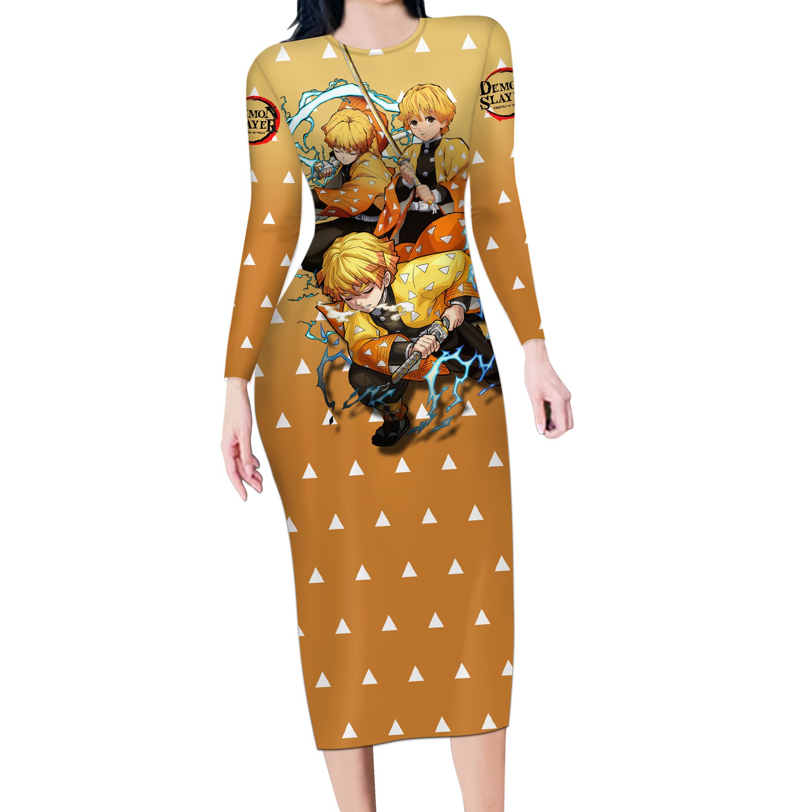 Zenitsu Long Sleeve Bodycon Dress Demon Slayer