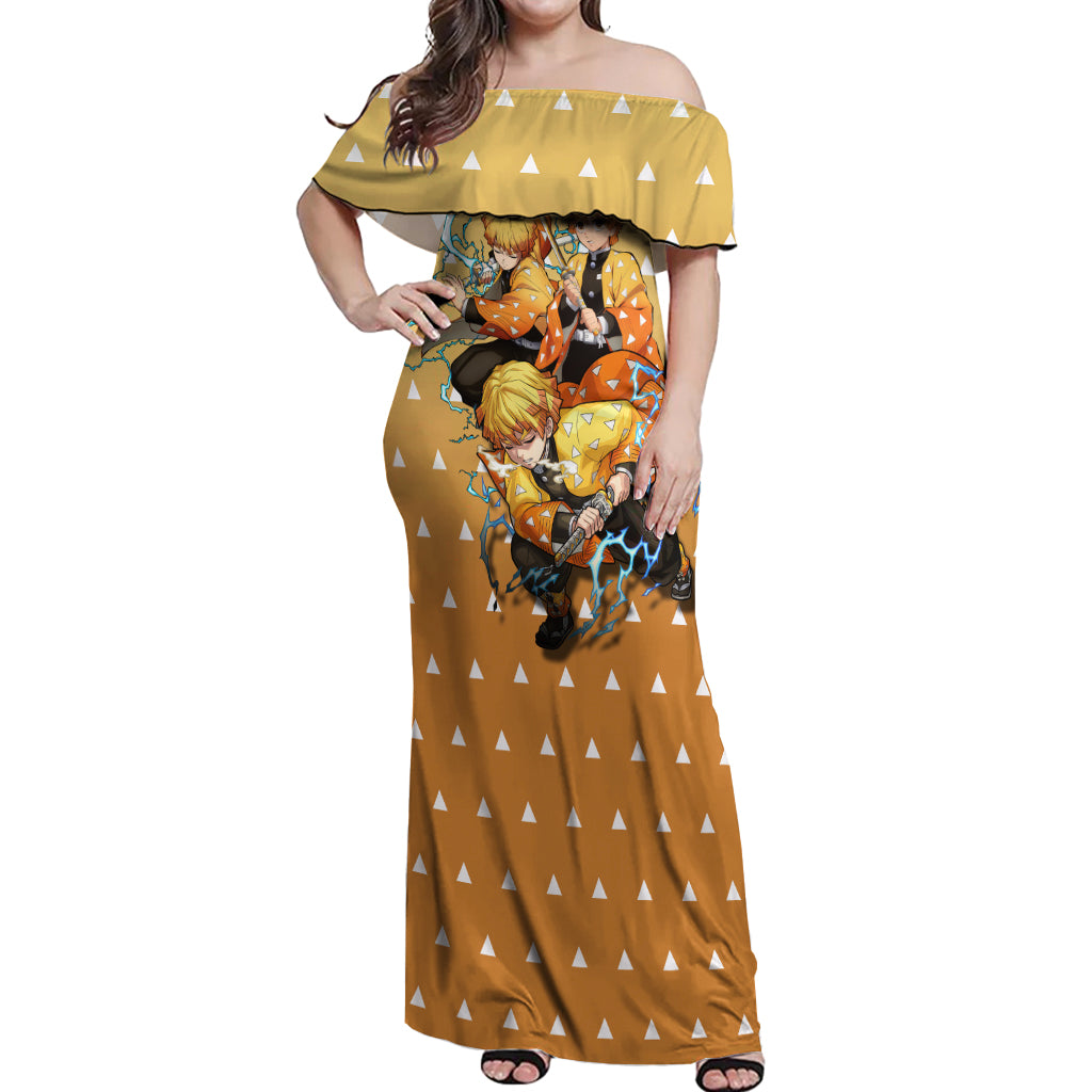 Zenitsu Off Shoulder Maxi Dress Demon Slayer