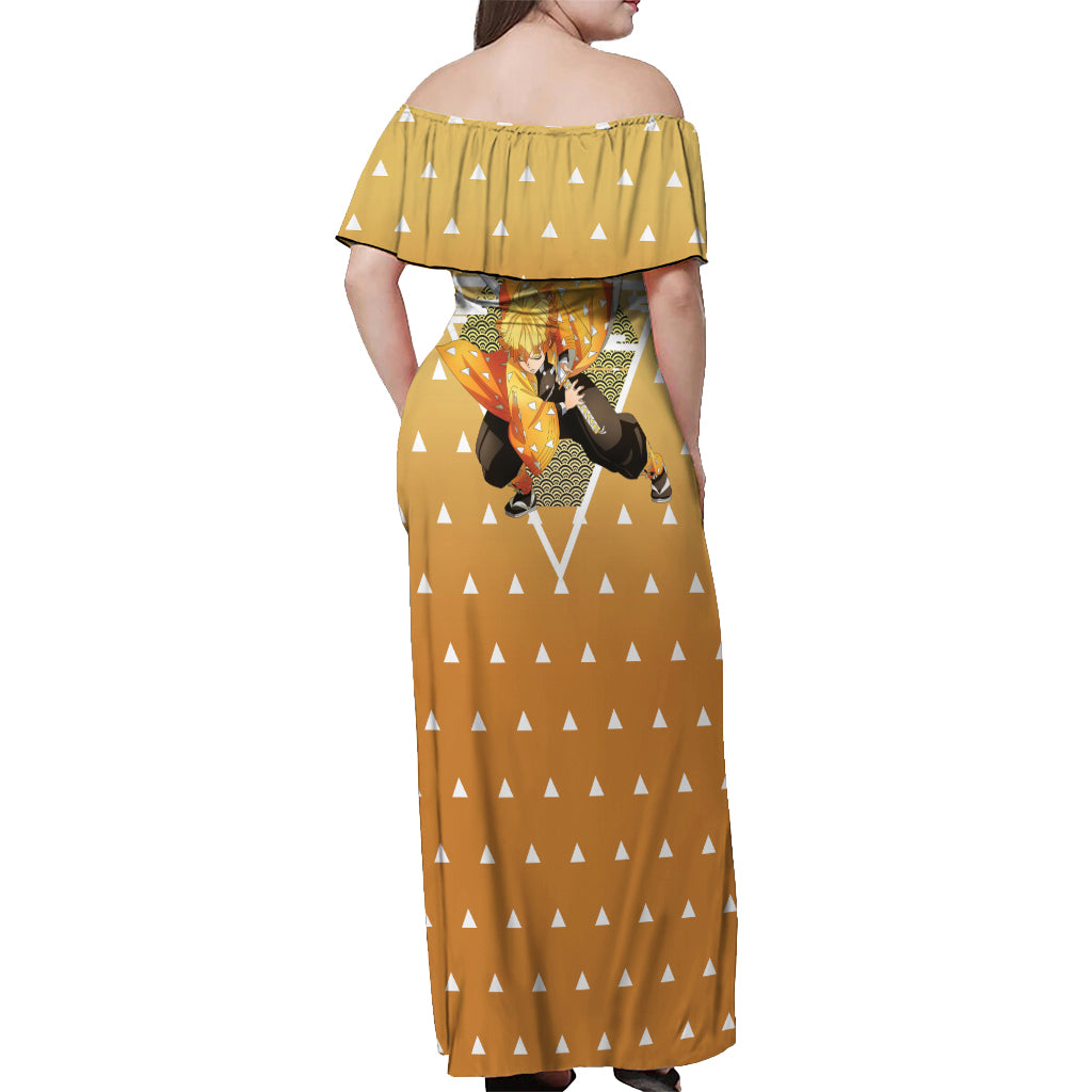 Zenitsu Off Shoulder Maxi Dress Demon Slayer