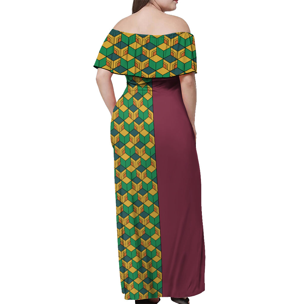 Giyu Off Shoulder Maxi Dress Demon Slayer