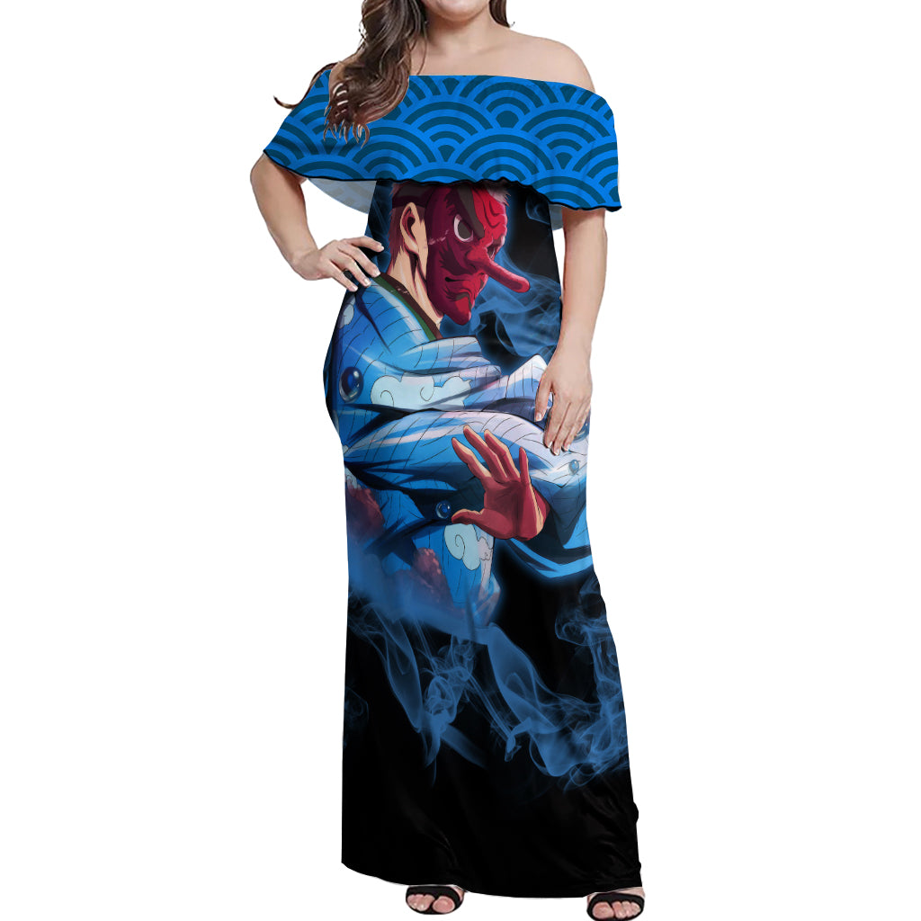 Sakonji Urokodaki Off Shoulder Maxi Dress Demon Slayer